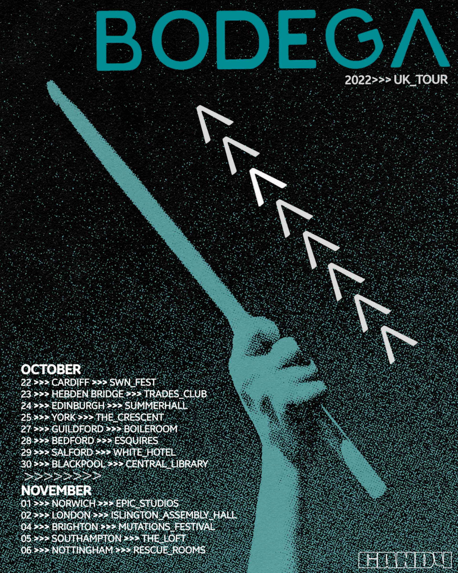 Poster design for Bodega's 2022 UK Tour