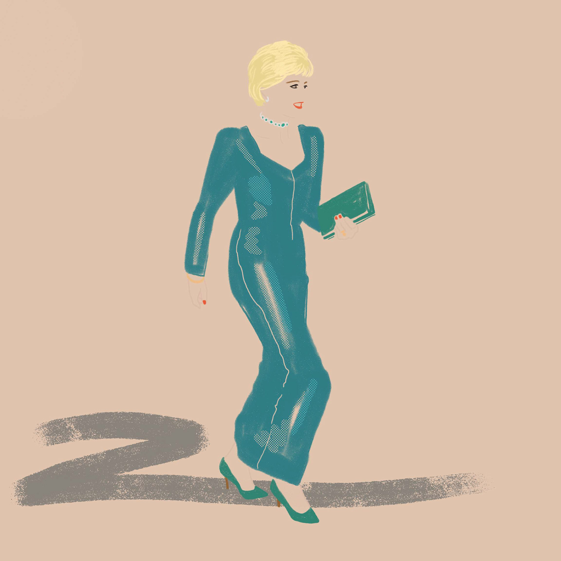 Fashion illustration of Diana Spencer Lady Di
