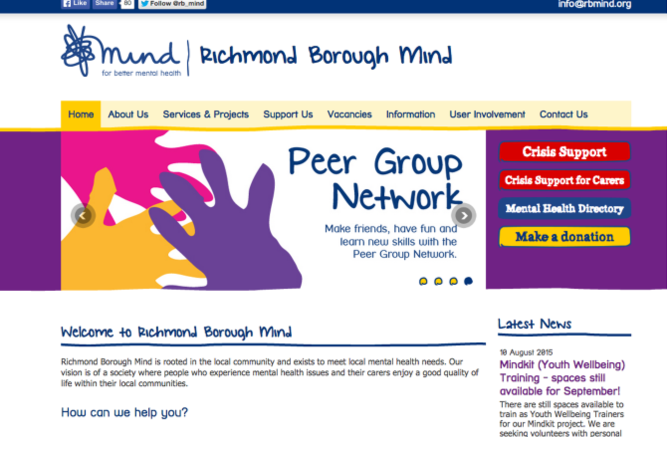 The digital version of the poster design adapted as a banner for the MIND Richmond website, promoting community engagement and support.