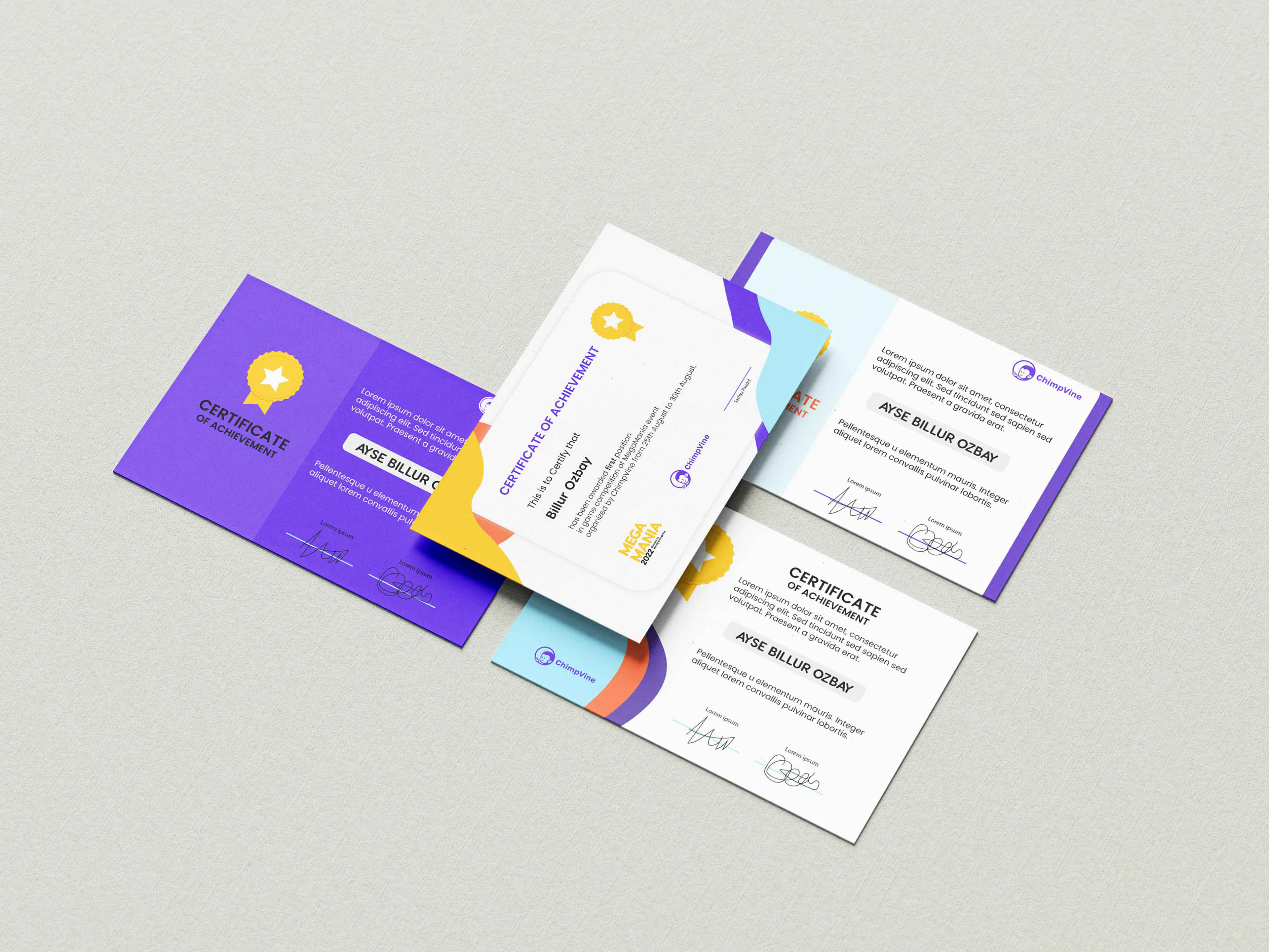 certificate designs for Megamania Event of Chimpvine @2022