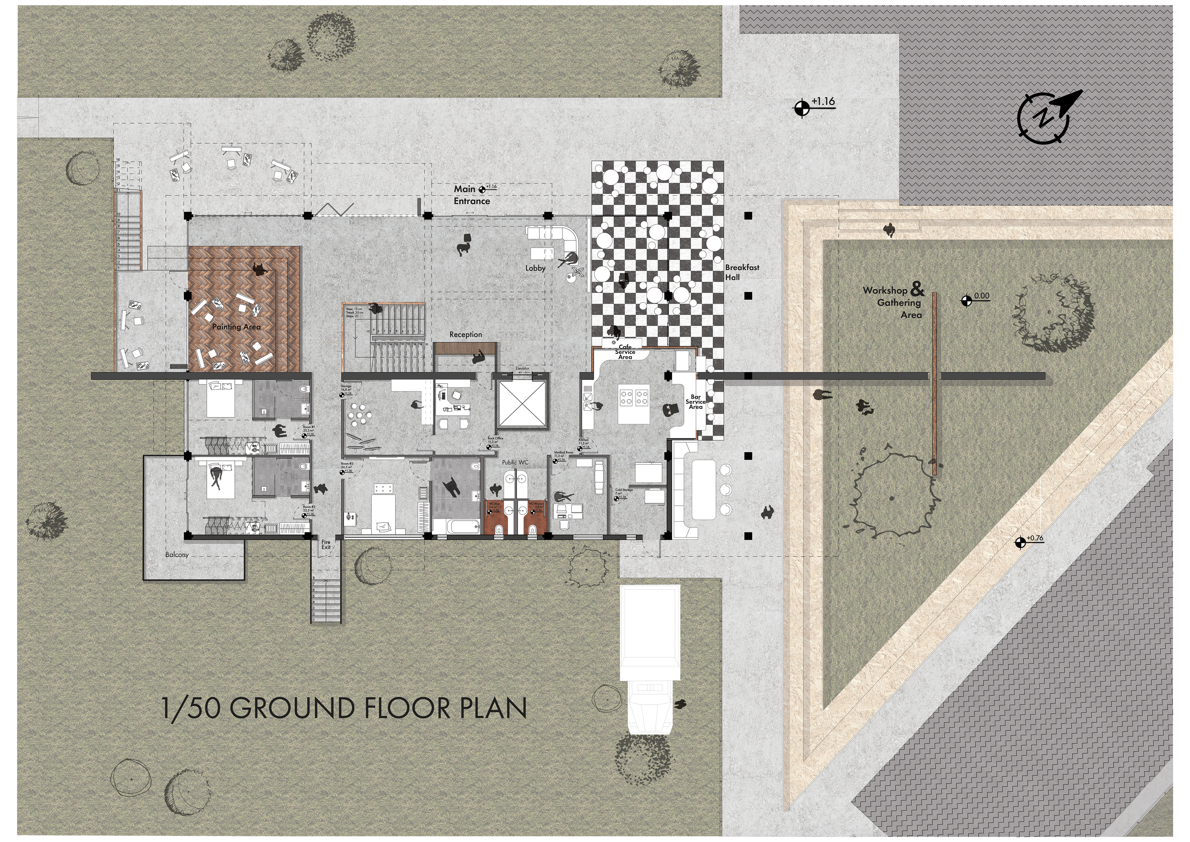 Çatalhöyük Graffiti Hotel Ground Floor Rendered Plan