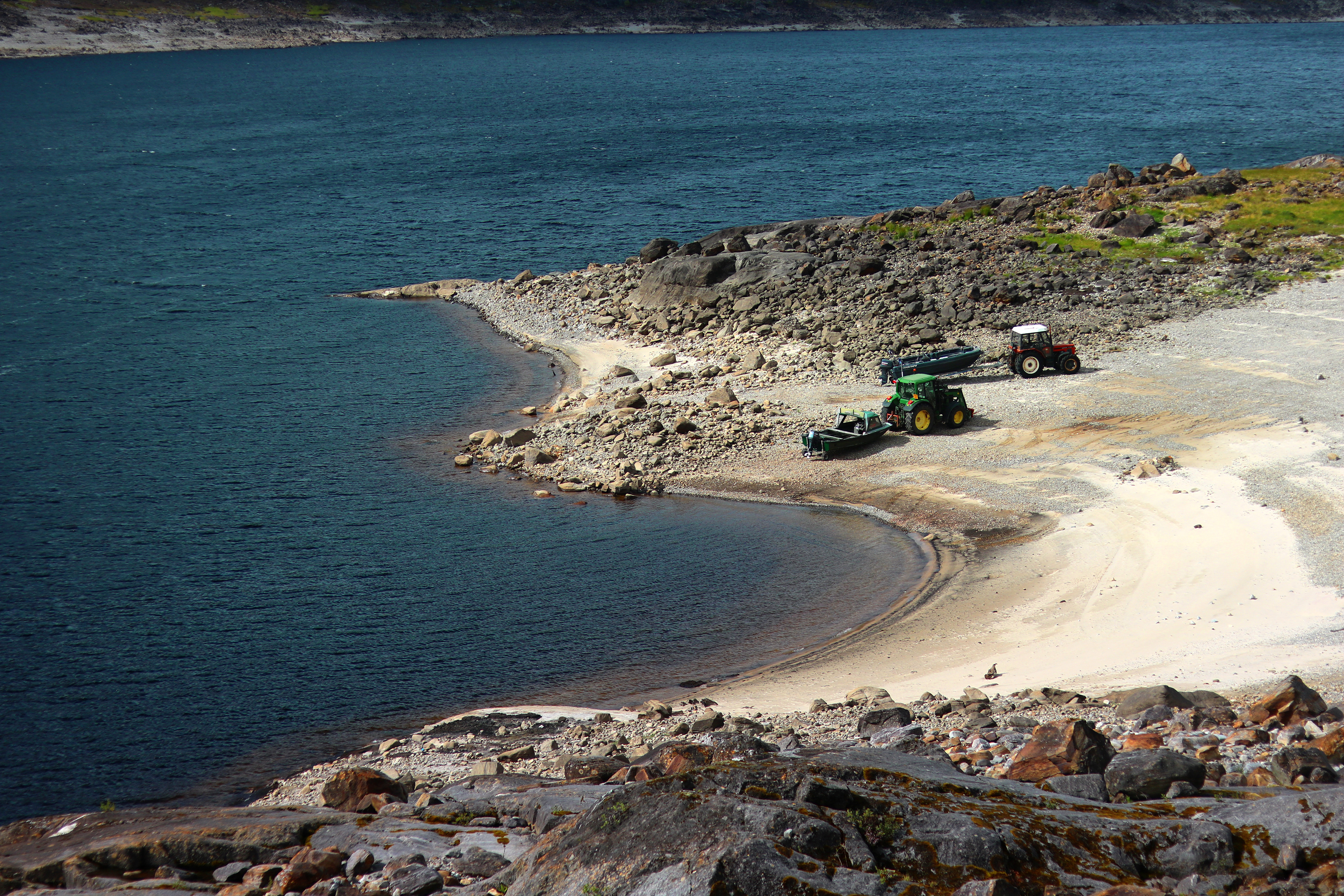 Beach Tractors. Loch Mullardoch.