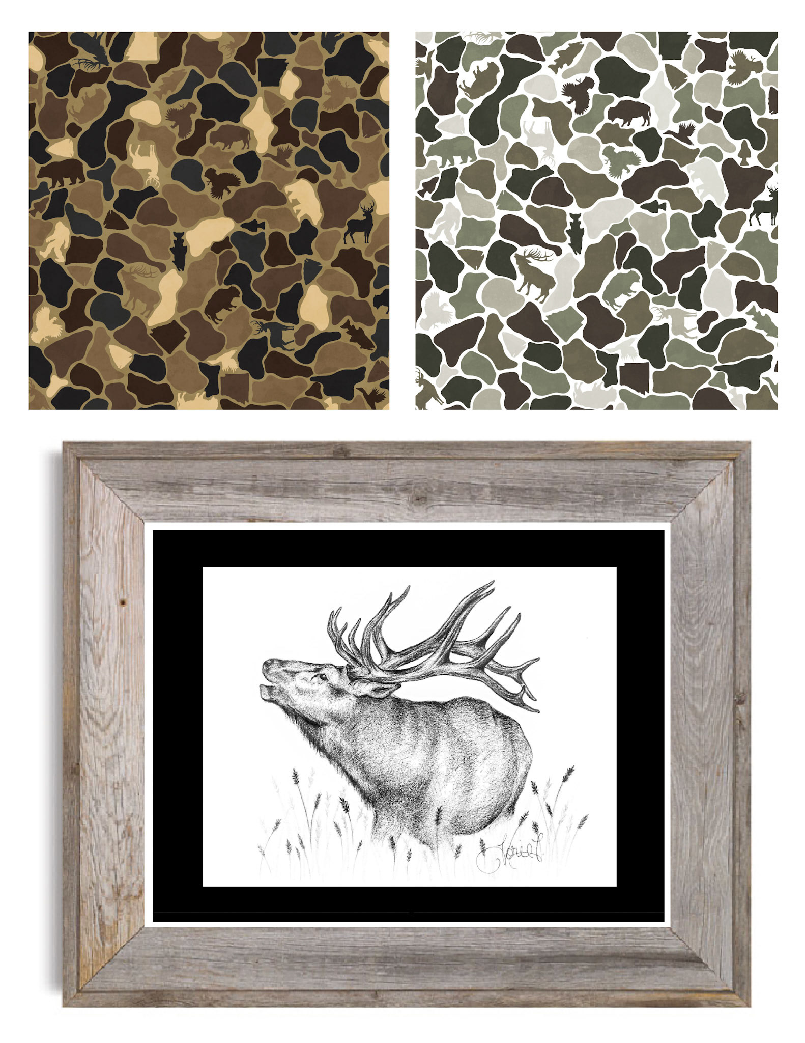 Arkansas Wildlife Camo Design & Original Graphite Elk