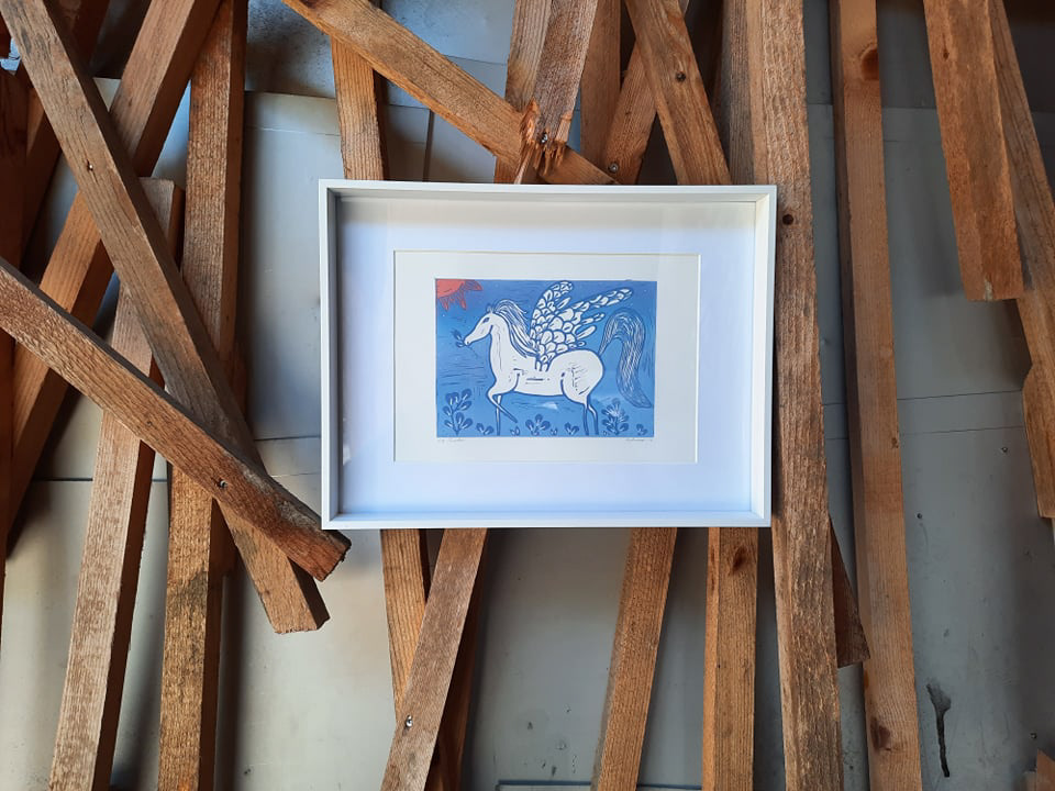 Pegasus reduction linoprint