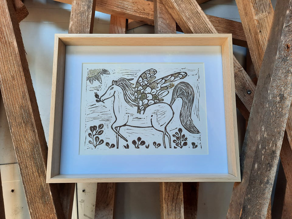 Pegasus linoprint