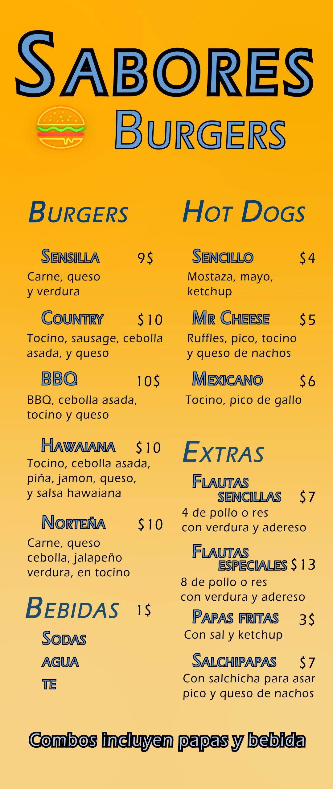 Food truck menu