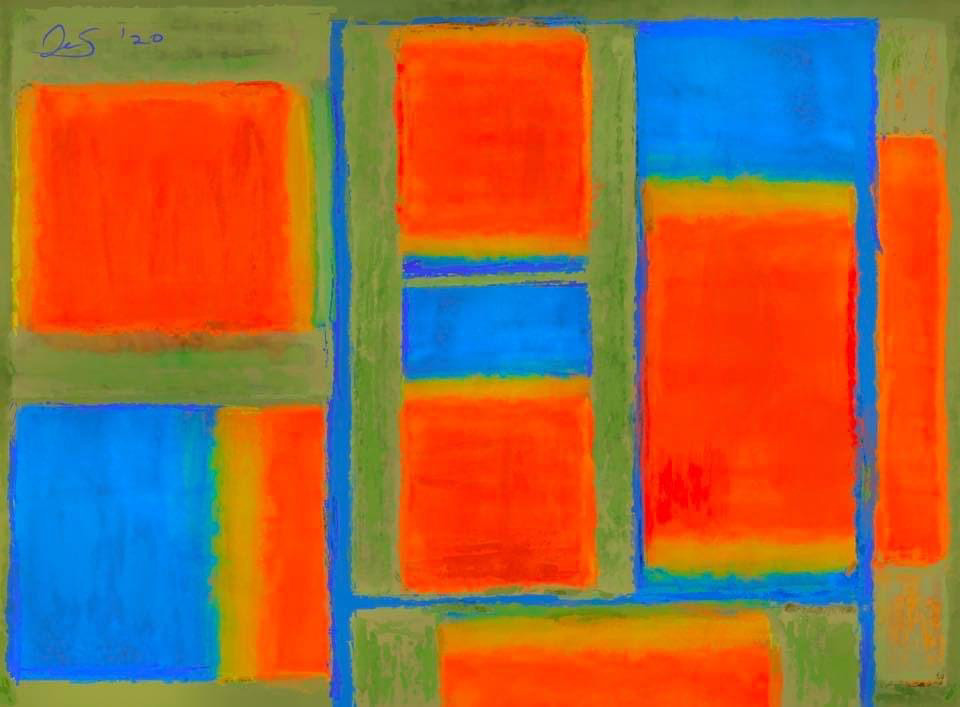 Composition in Green, Blue & Orange