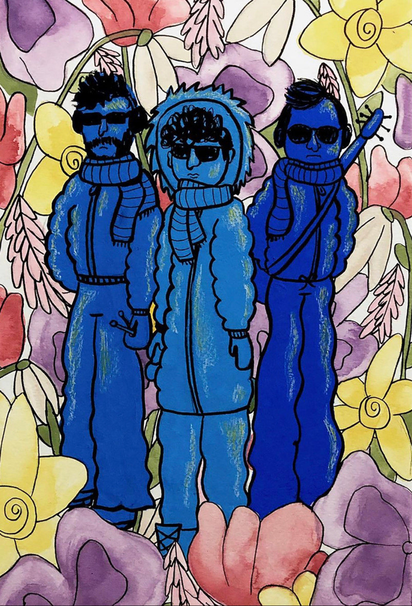 Vampire Weekend Portrait - Acrylic Gouache & Mixed Media