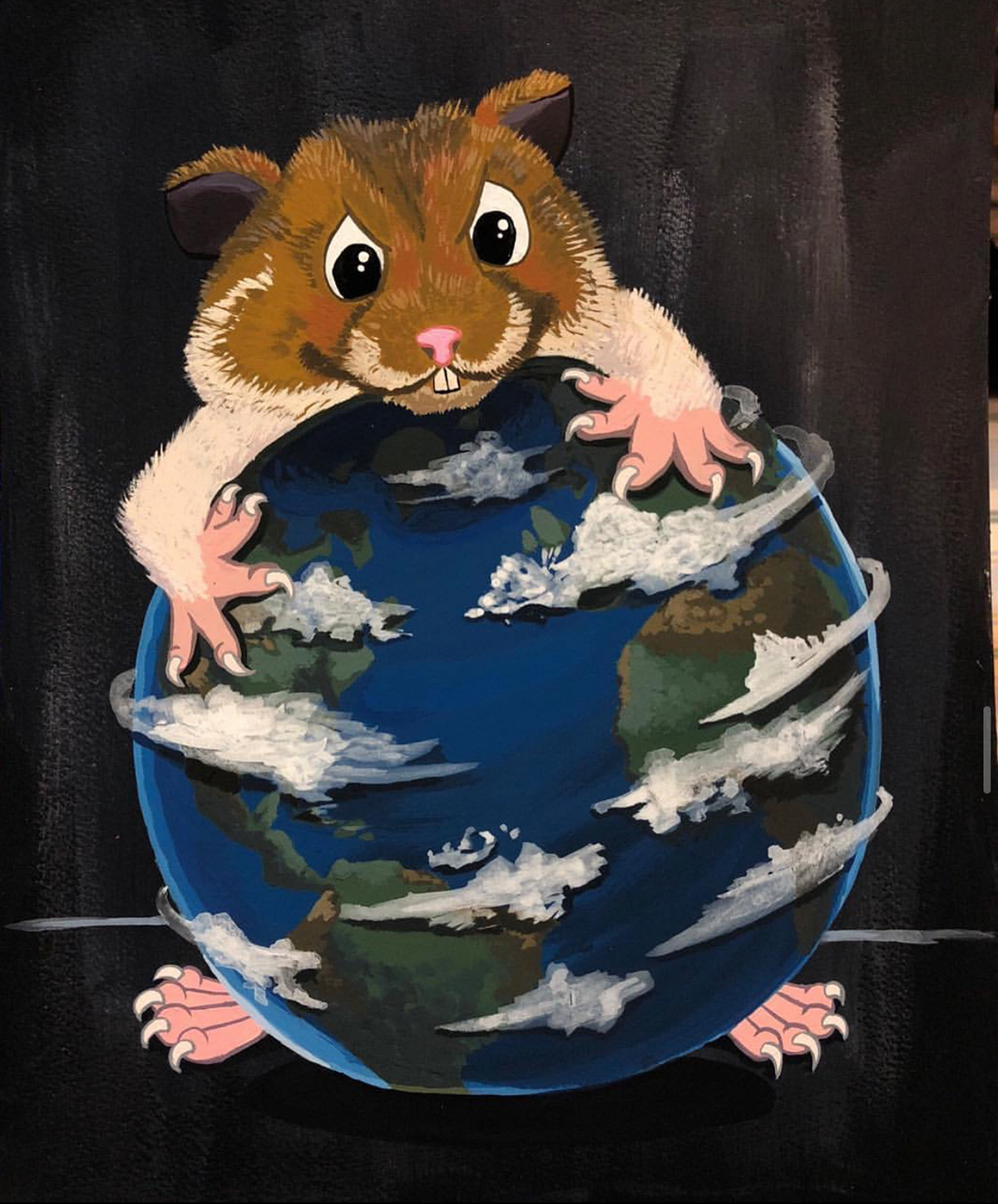 Joey Takes Over the World - Acrylic Gouache