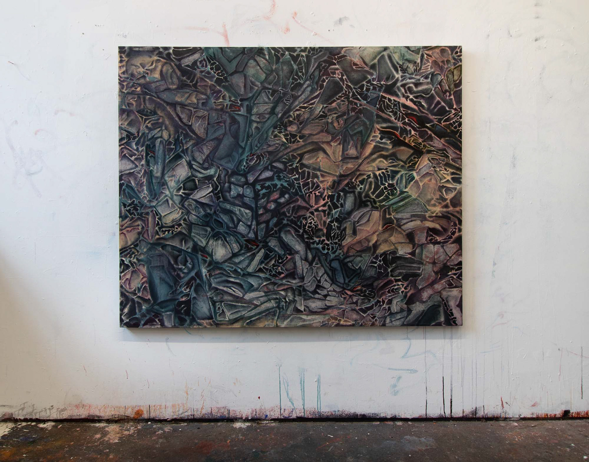 Nocturnal Animation. 2024. Acrylic and oil on canvas. 54” x 66”