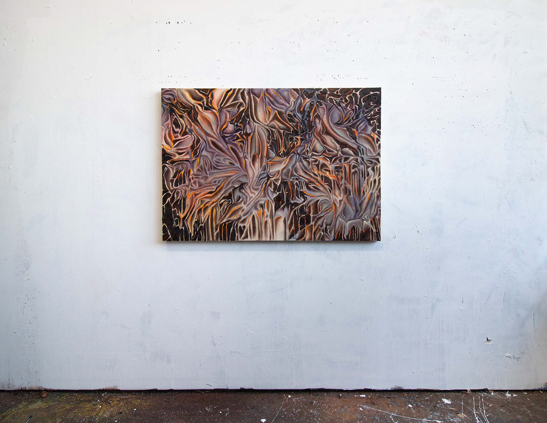 Furnace Bloom. 2025. Oil and acrylic on canvas 32” x 46”