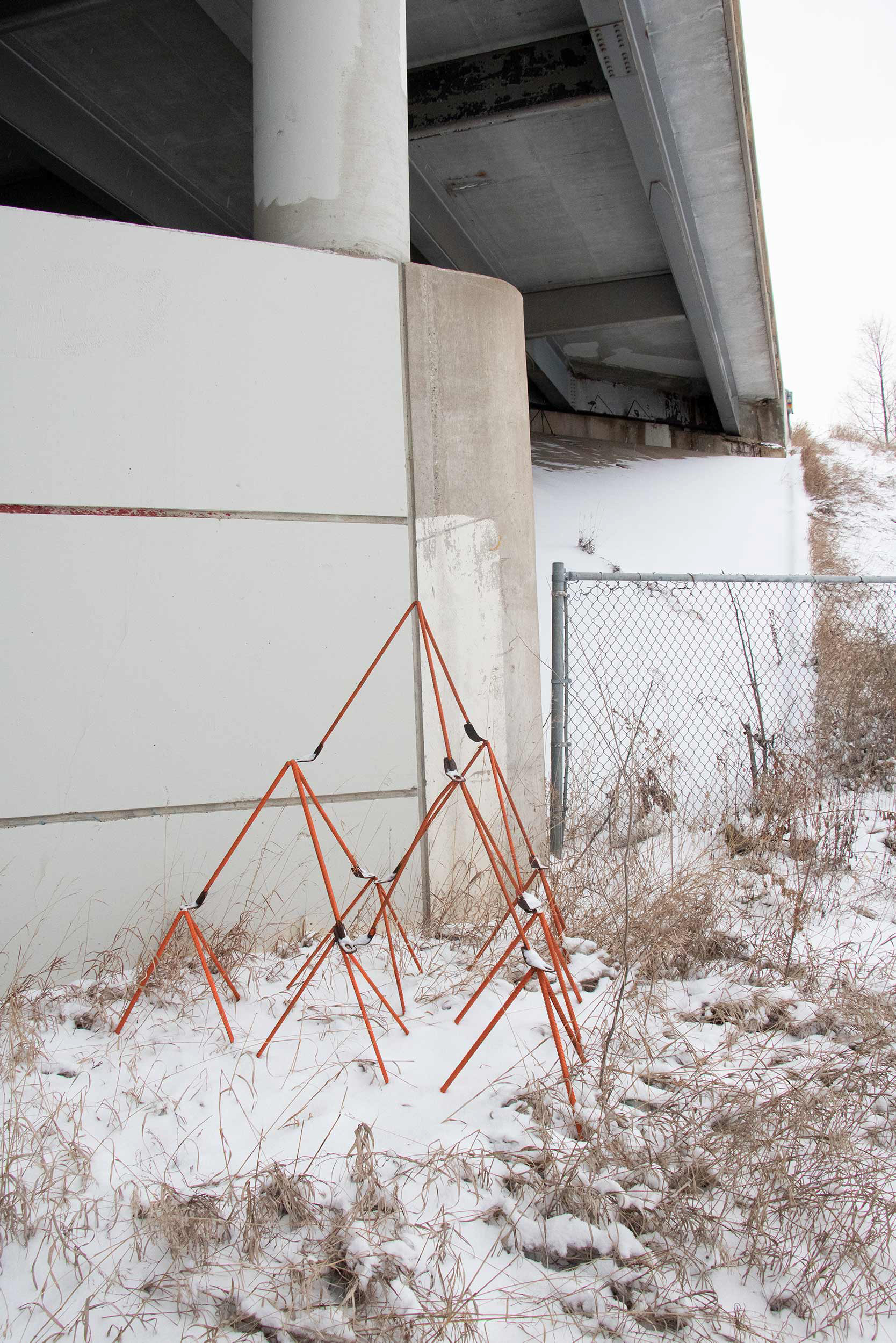 Social Distancing. 2021. Nine repurposed steel spikes, acrylic. 100” x 90” x 60”