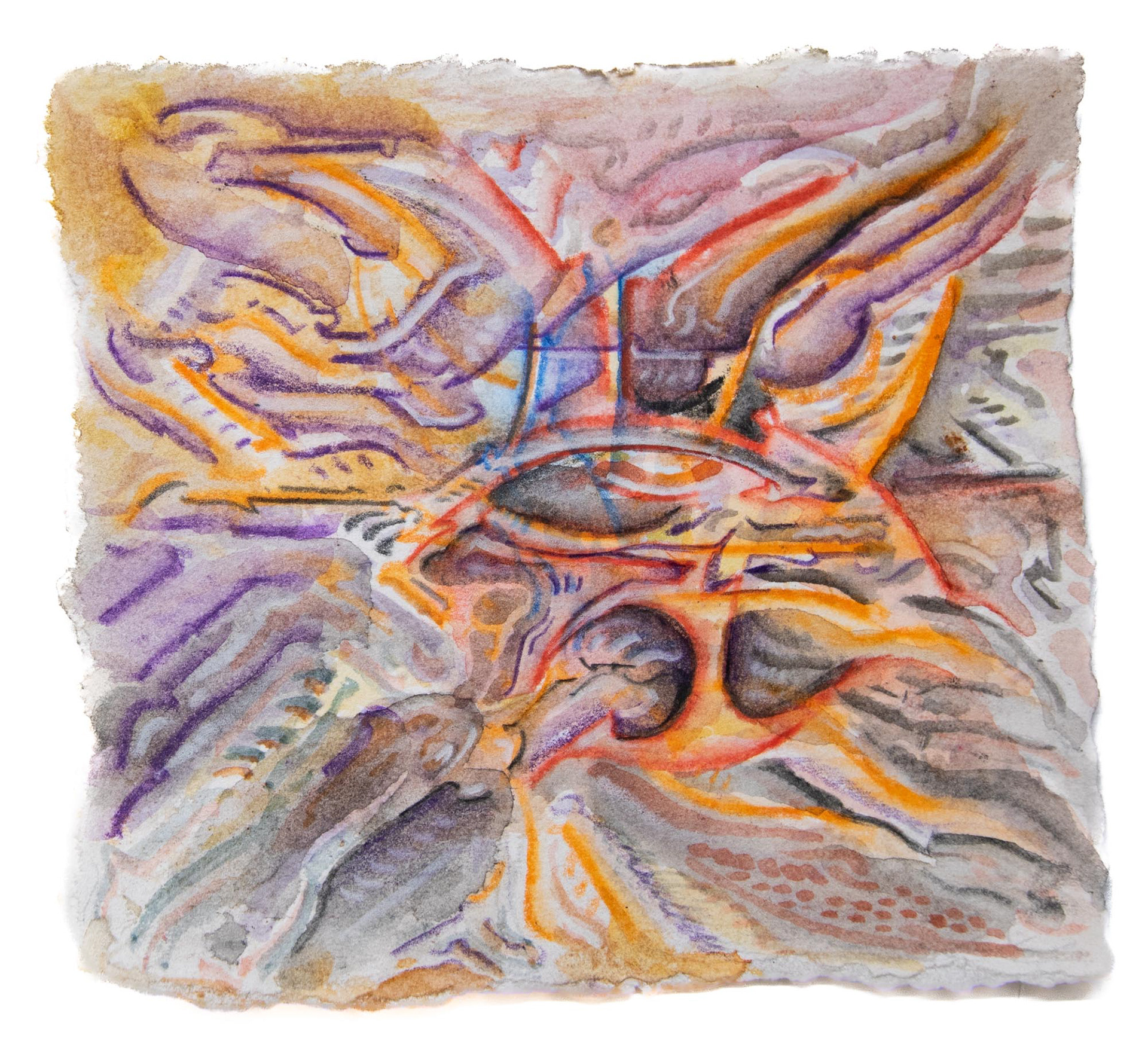 Creation of Fire. 2025. Colored pencil and watercolor on paper. 5” x 4”