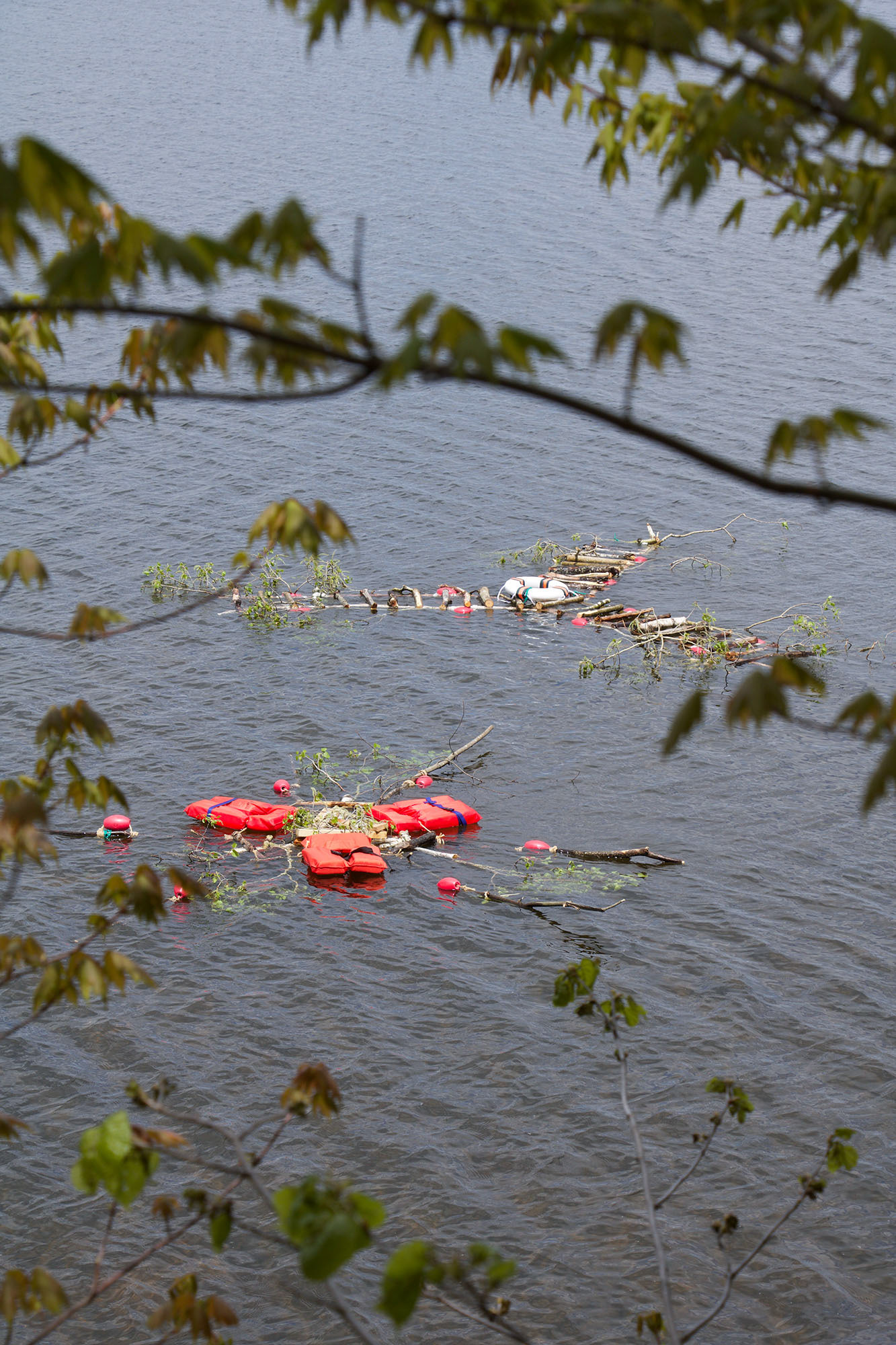 Pact. 2022. Temporary public installation. Wood, rope, buoys, life-ring, life-vests. (1) 120” x 120" x 8”, (2) 100” x 100" x 10”