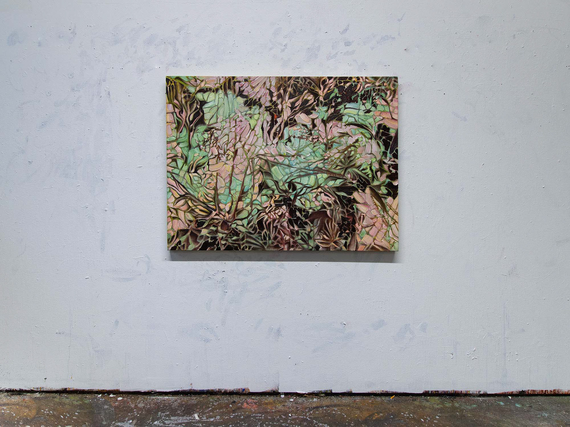 Watching from the Weeds. 2024. Oil and acrylic on canvas. 36” x 48”