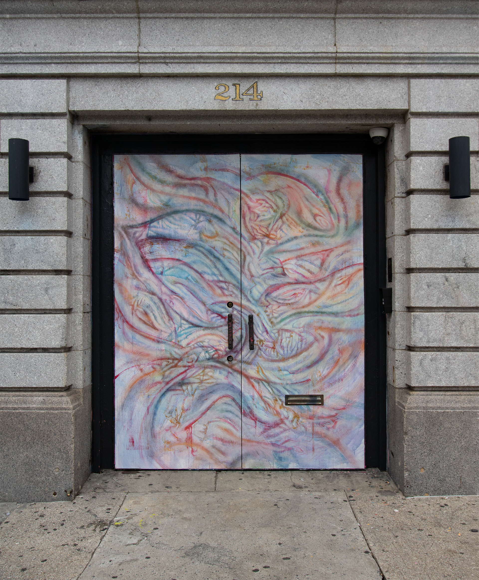 214 Lafayette Mural Project. June 2026. Acrylic and spray-paint on wood. 100” x 88”. 214 Lafayette St New York, NY 10012