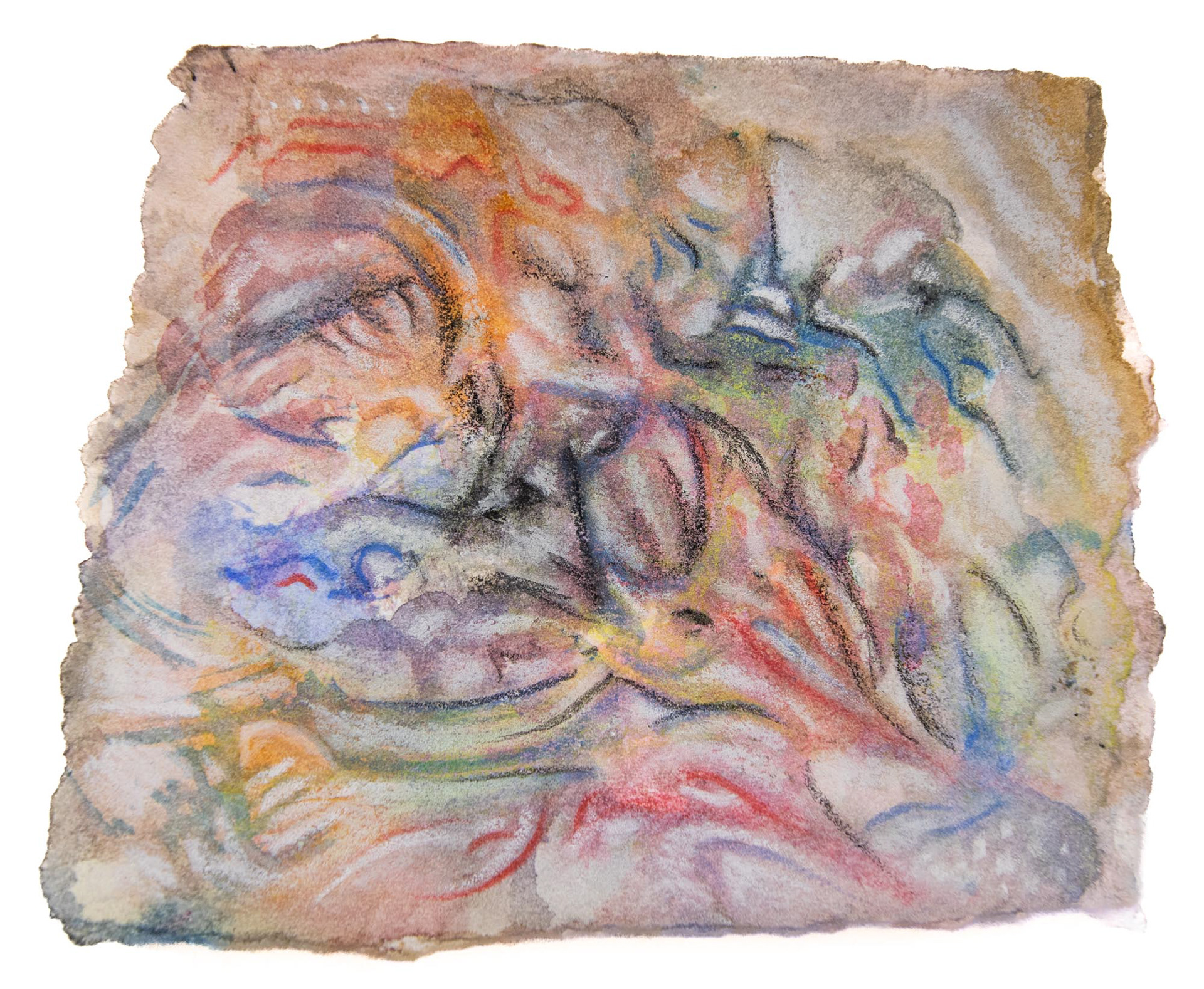  Doveish. 2025. Watercolor, pencil, grease pencil on paper. 5” x 4”