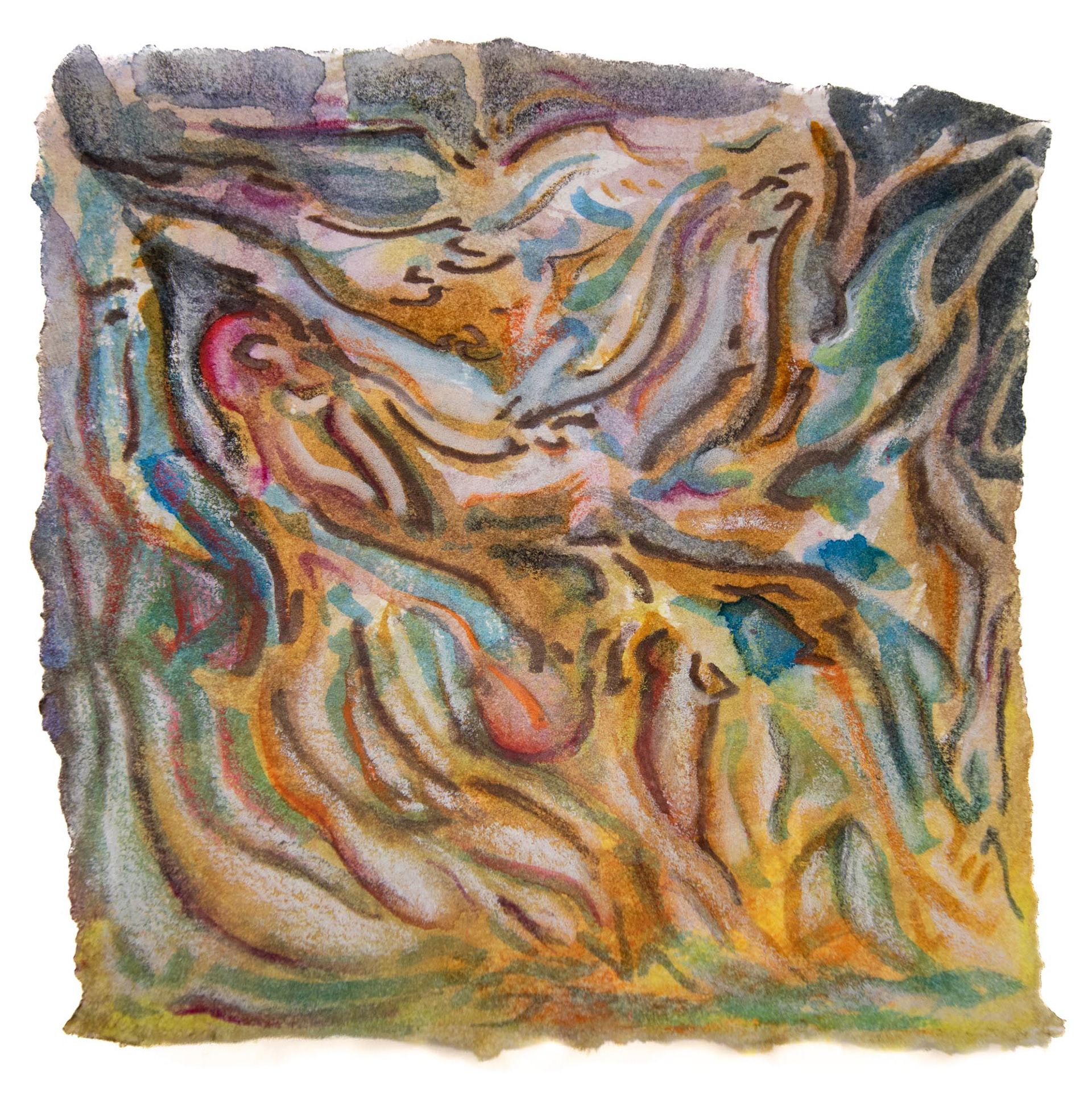 Carnival. 2025. Watercolor, colored pencil, grease pencil on paper. 4.5” x 4.5”