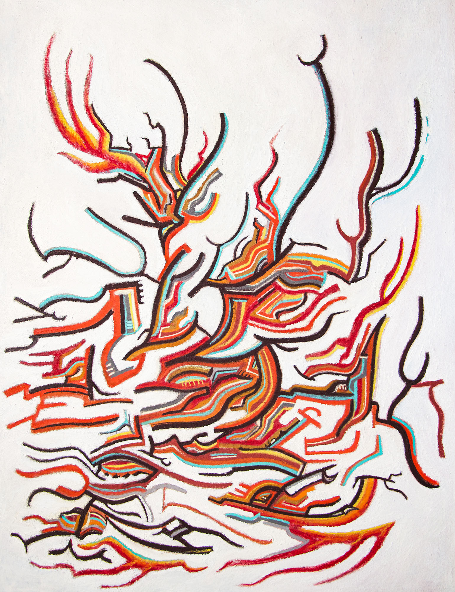 Subscript. 2021. Chalk and oil on acid-free paper mounted on panel. 24” x 18” x 1”