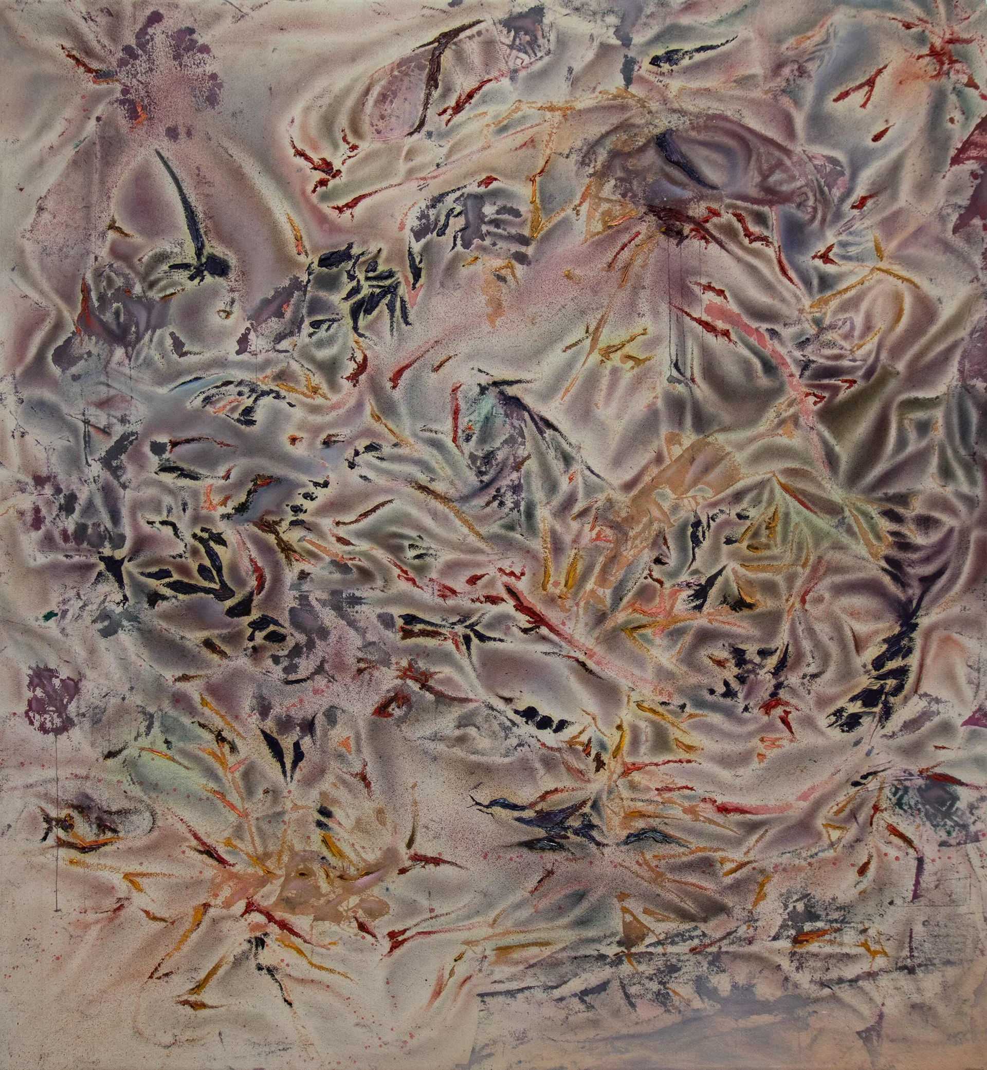 Star Farm. 2026. Oil, acrylic, spray-paint on canvas. 52” x 48”