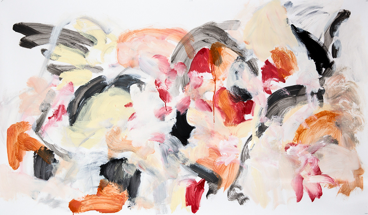 Dialogical Painting with Susan, DP series, acrylic on paper, 34.5 x 59 in, 2019.