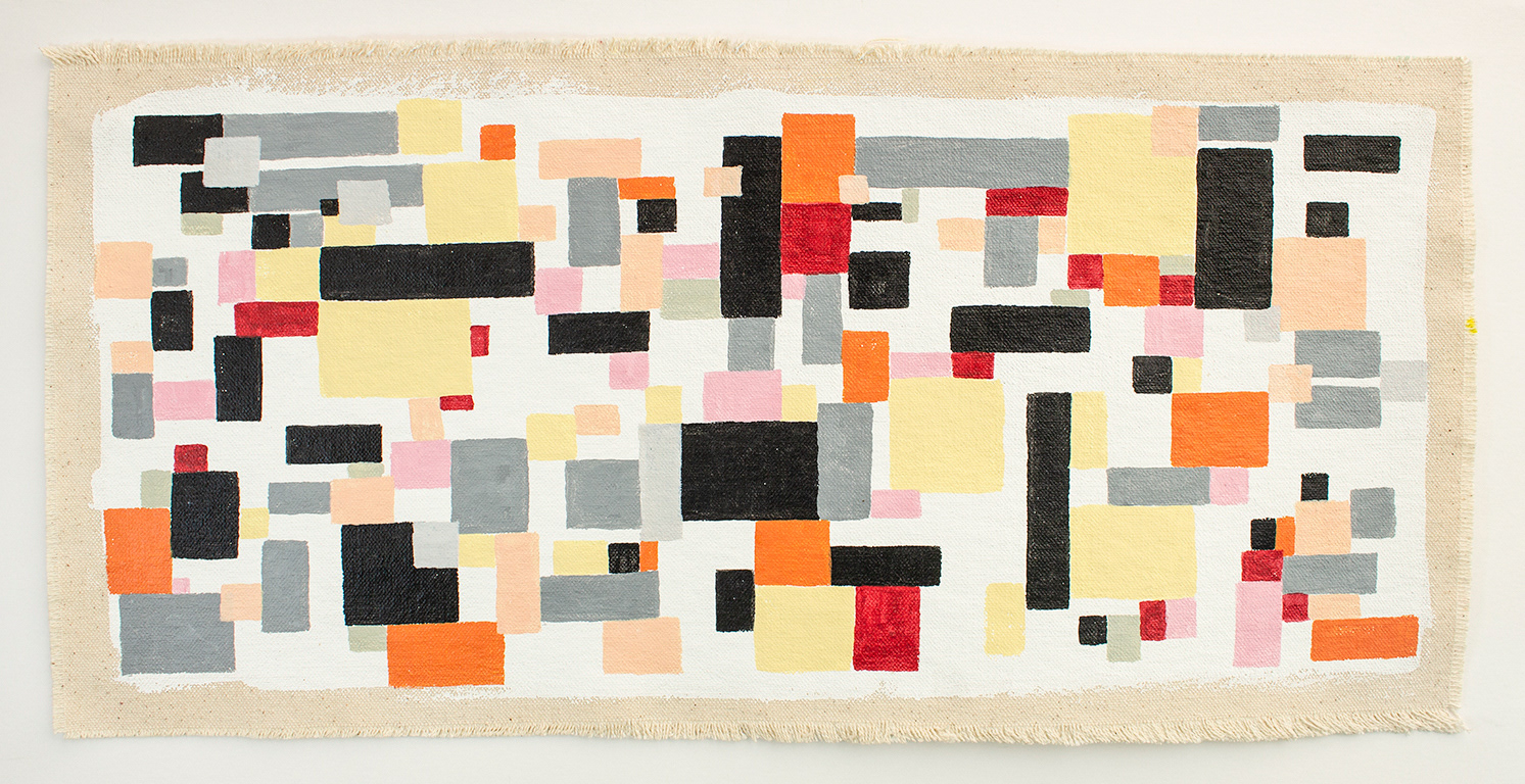 Palette from Dialogical Painting with Susan, acrylic on canvas, 9 x 17.5 in, 2020.