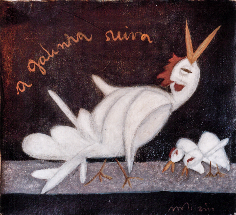 A galinha ruiva (The red-haired chicken), Acrylic on canvas, 19.7 x 20.9 in, 1995.