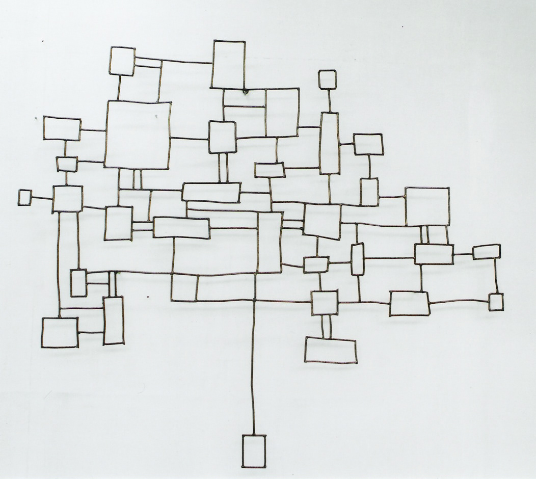 Labirinto (Maze), 2 editions, iron and electric welding, 41 x 49.2 in, 2003.