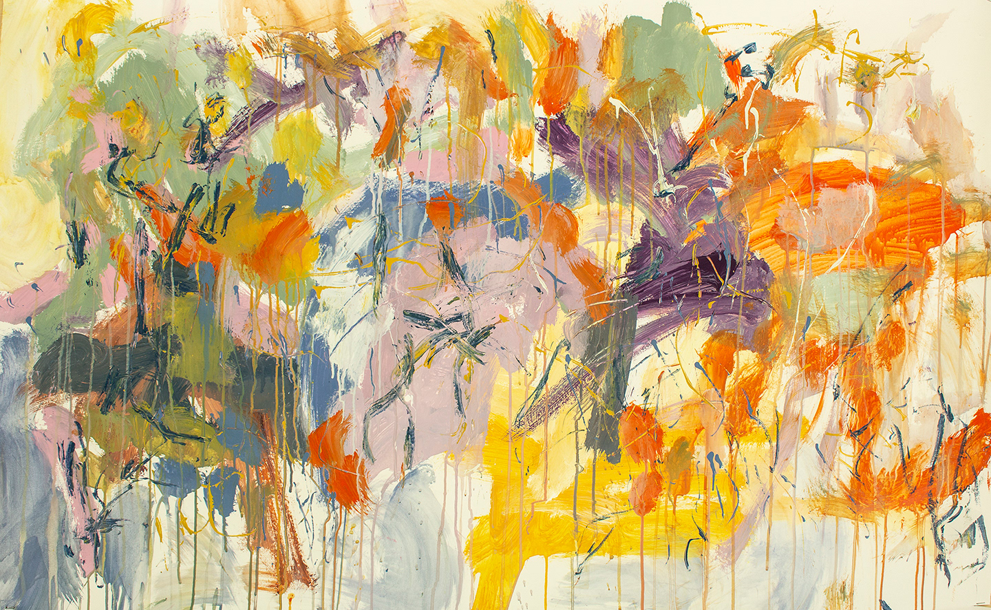 Monique's painting, 2022, acrylic on paper, 32" x 52".
