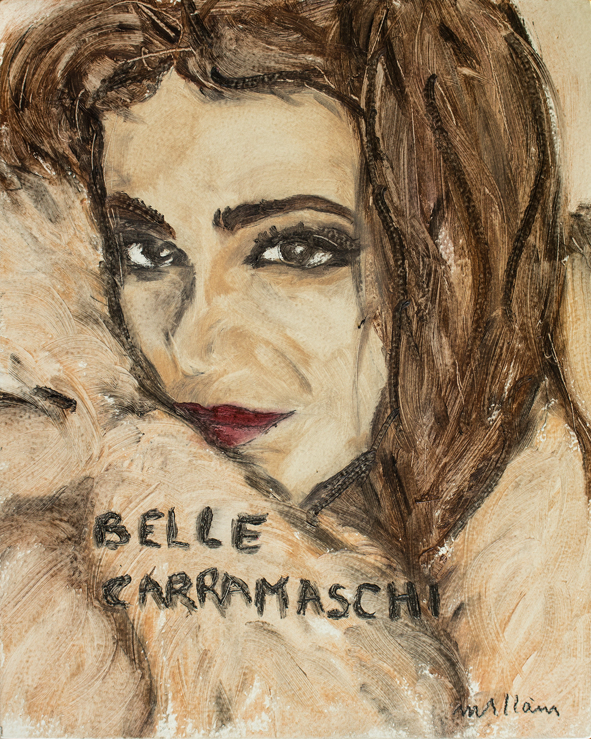 Isabelle Carramaschi, make-up on wood panel, 10 x 8 in, 2019.