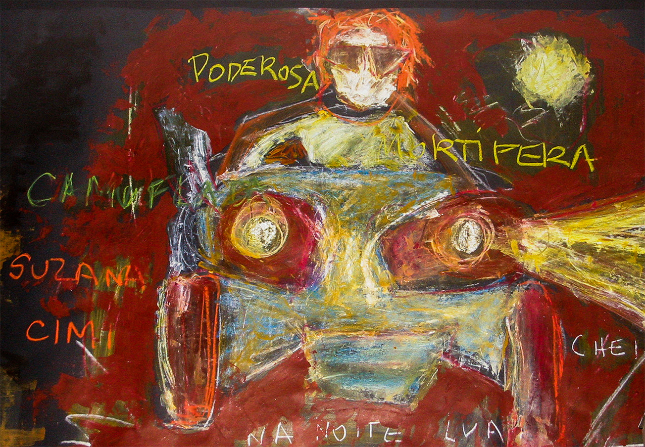 Suzana Cimi, Acrylic and oil stick on paper, 28.3 x 40.2 in, 2004.