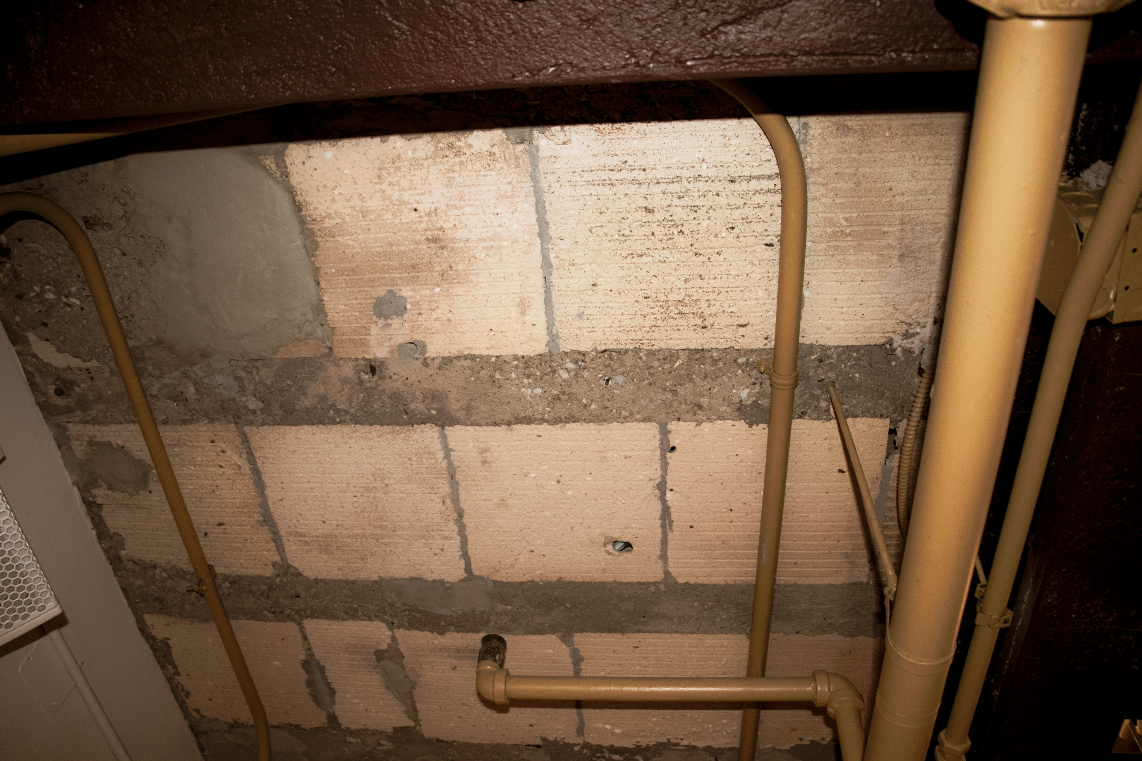 Original Ceiling in the basement of the hospital