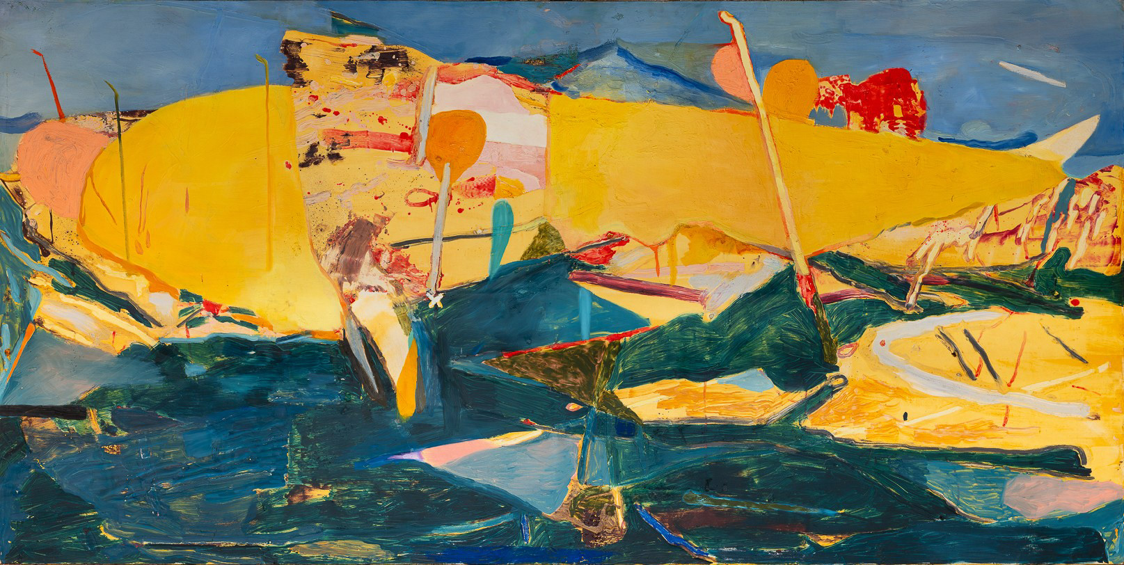 Sans titre, 2024, huile sur toile, 150 x 300 cm