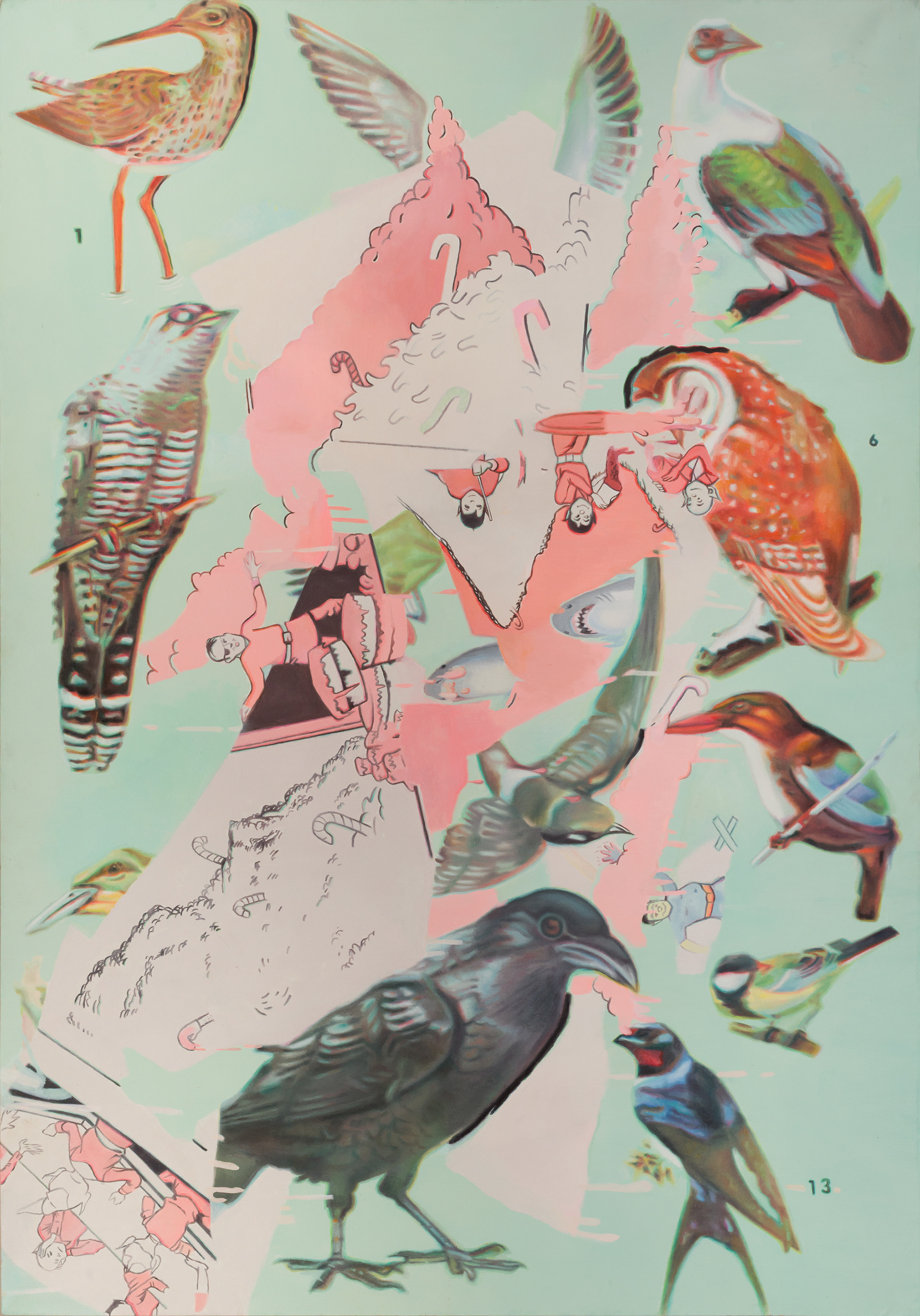 Passaros, 2020, huile sur toile, 200 x 140 cm