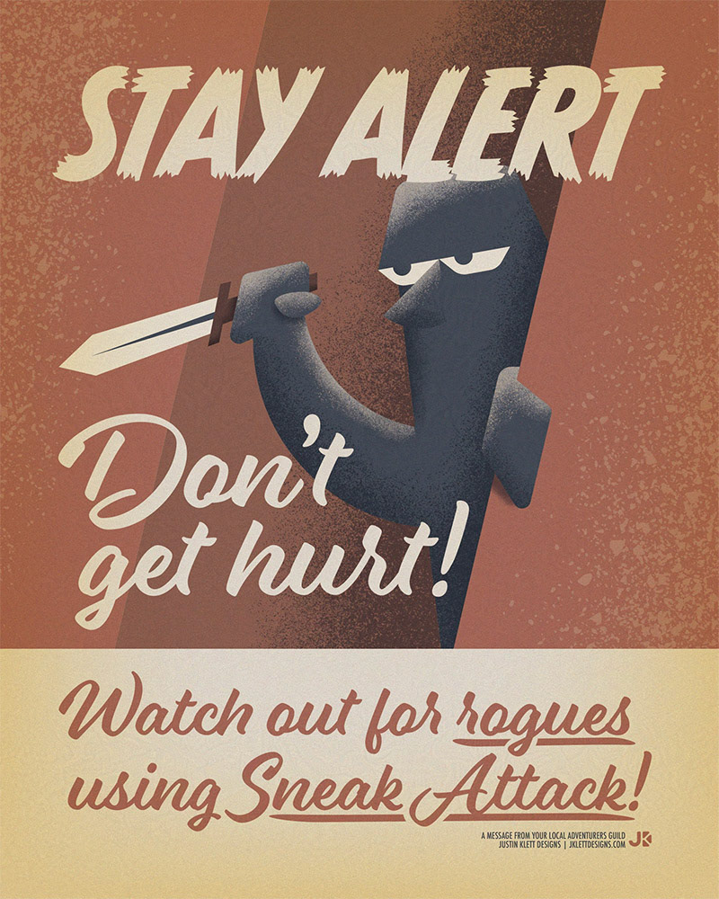 Part of an ongoing D&D themed series, inspired by WPA posters. Created as a gift