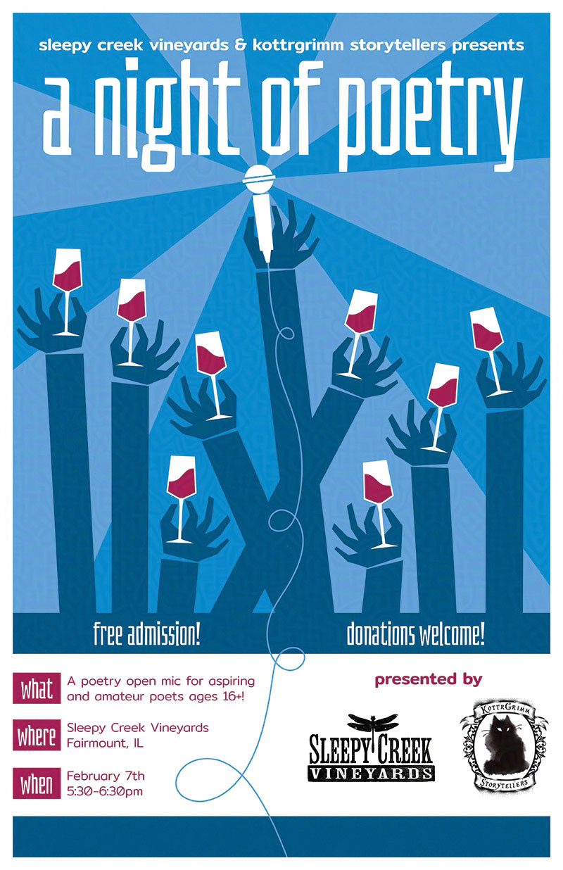 Poster design for local poetry night. Created as a commission