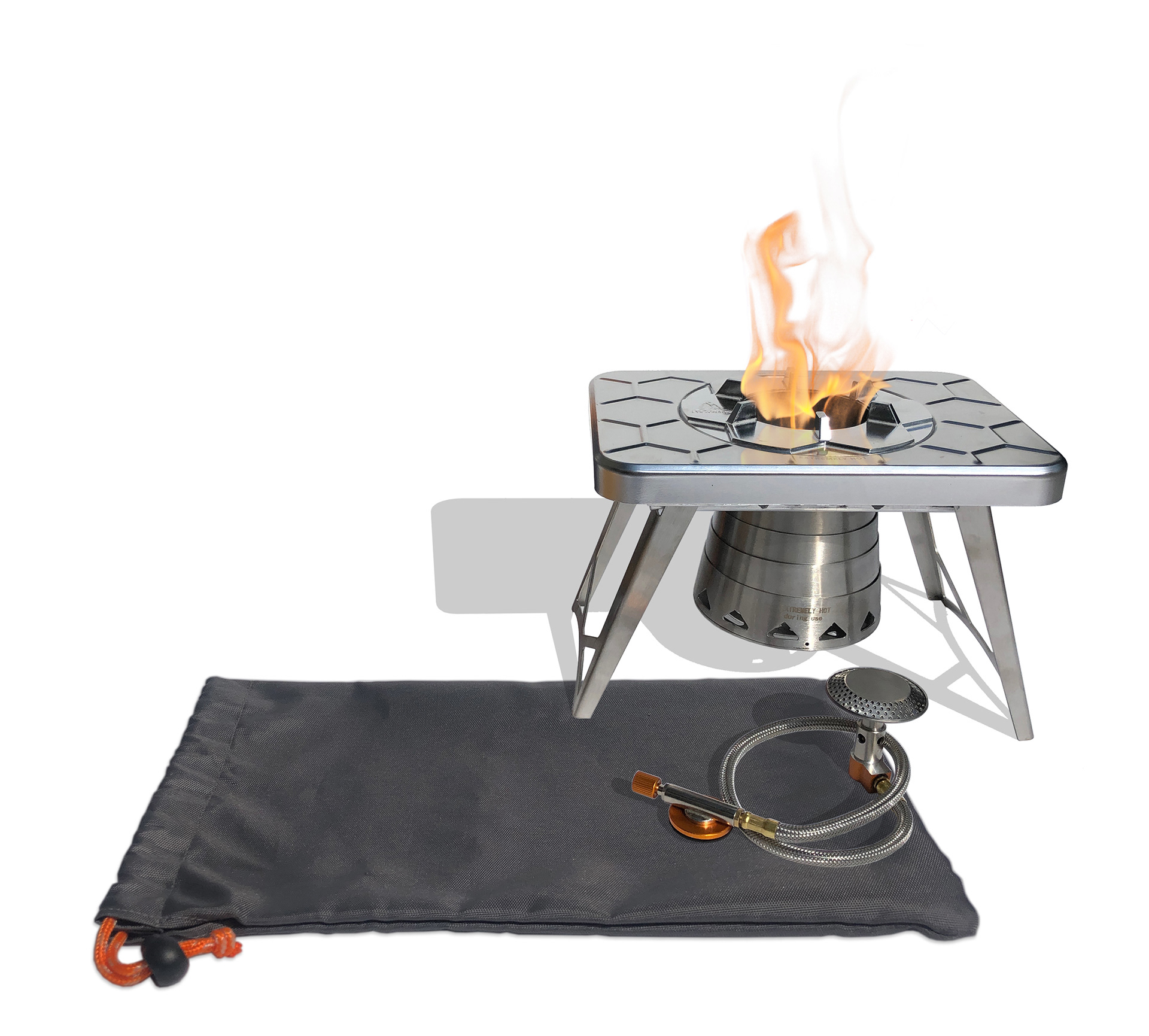 Multi-fuel Stove with Gas Adapter and Carry Bag.
