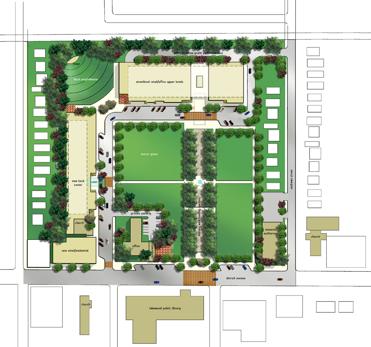 Lakewood (OH) Common Design Concept (collaboration with www.richardsondesign.com), 2006.