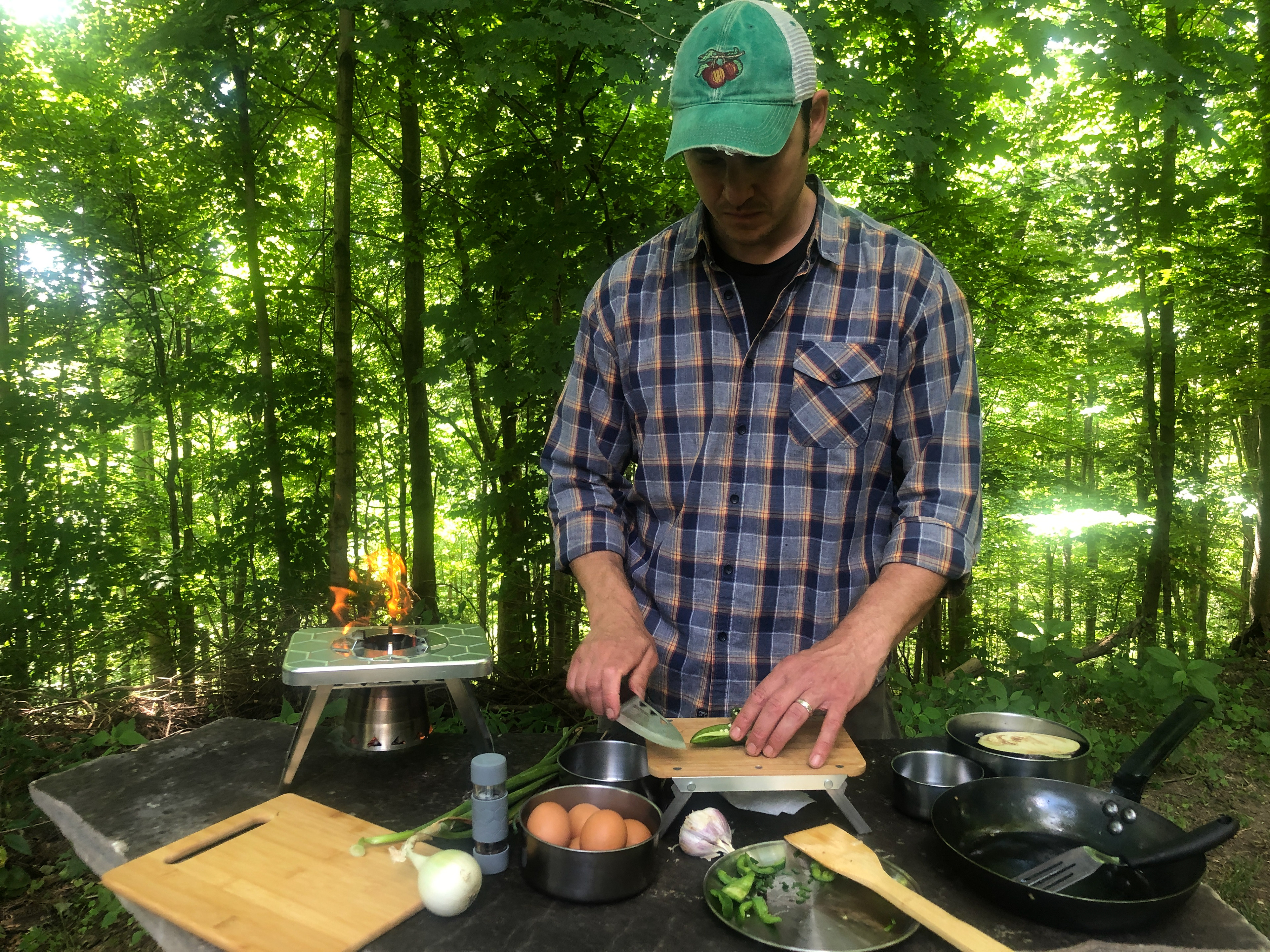 Chef Ben Bebenroth using the nCamp Food Prep Knife