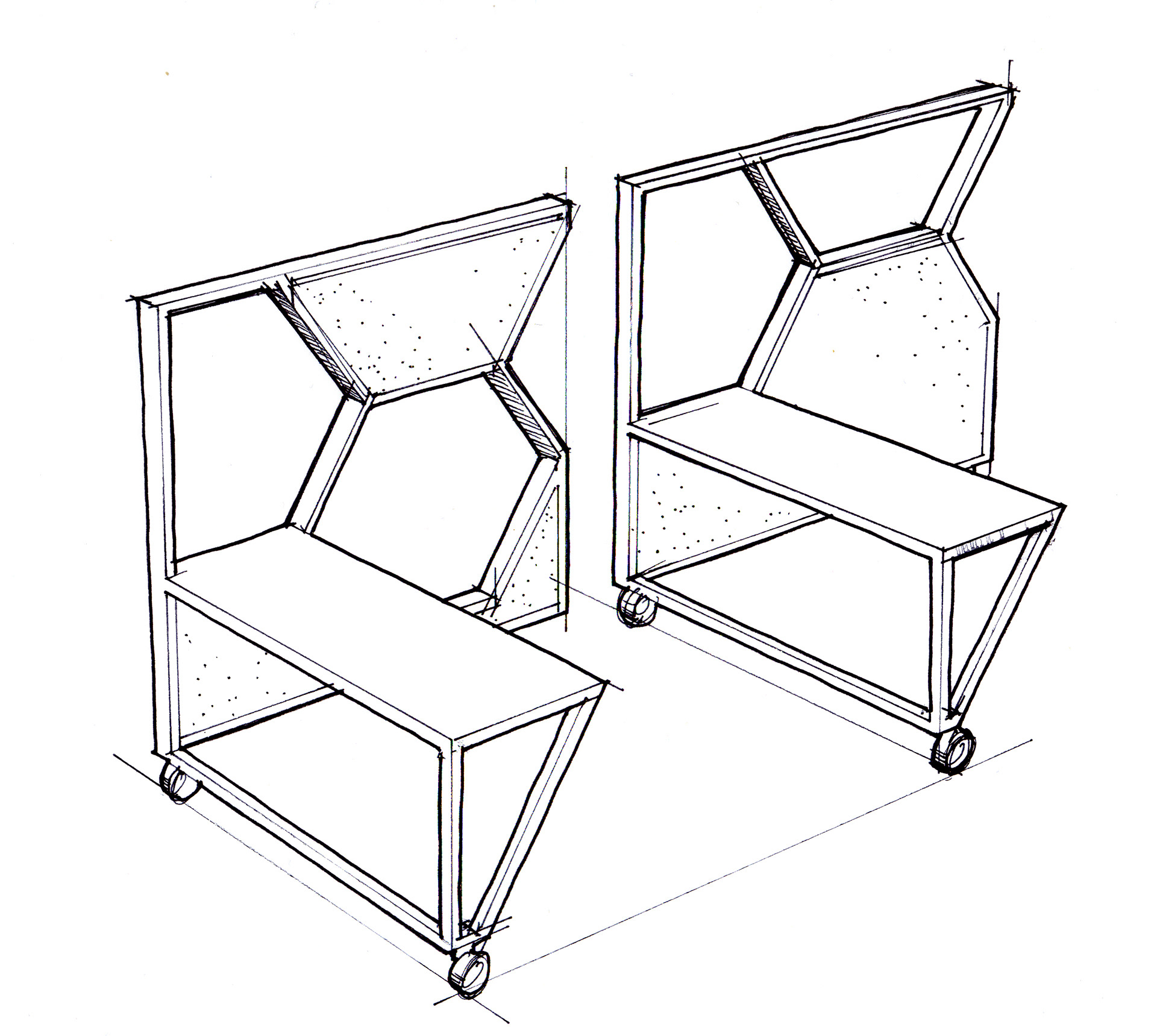 Sketches defining the first prototype.