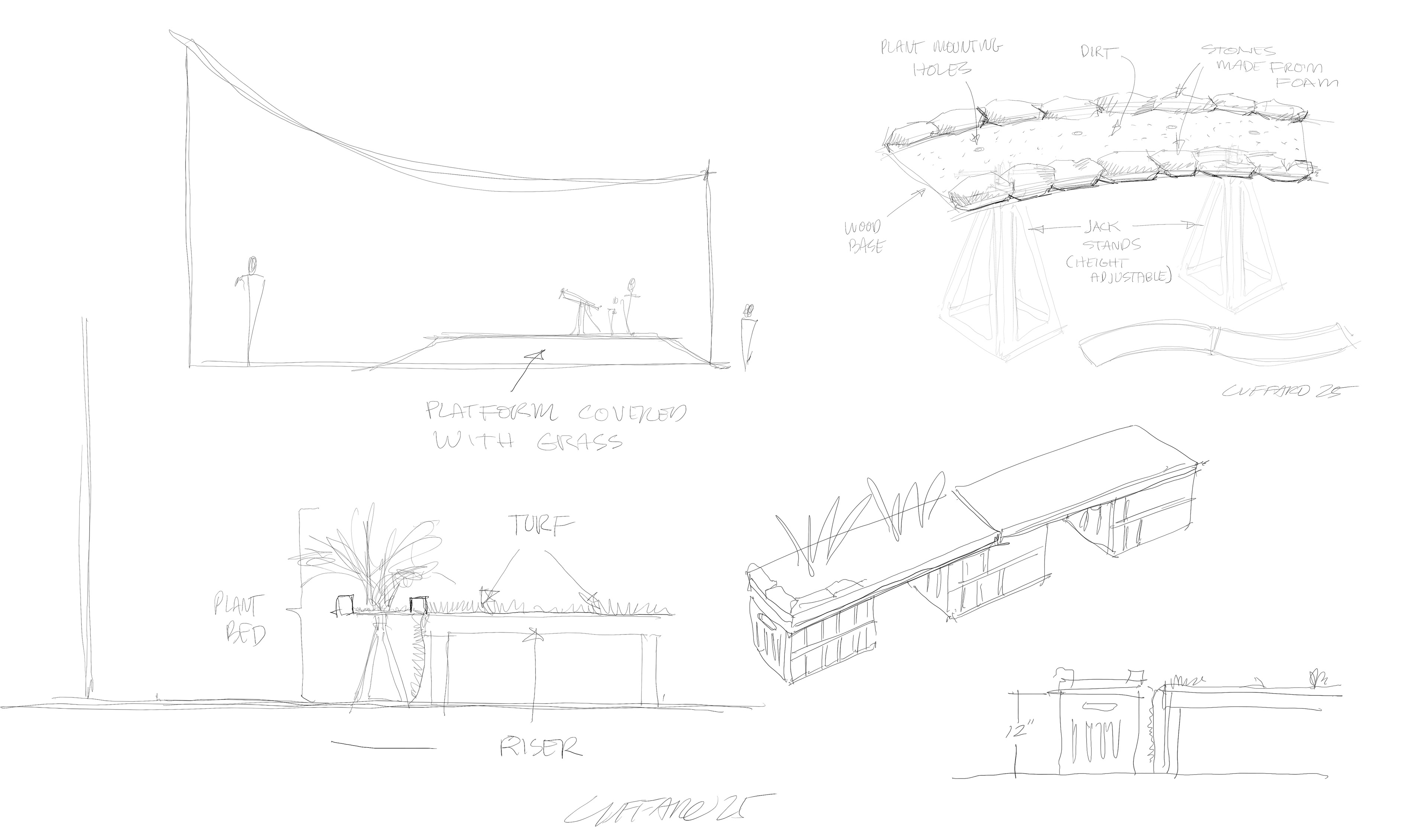 Planning the layout of the risers relative to the screen and the raised beds to aid in visually transitioning from physical to digital.