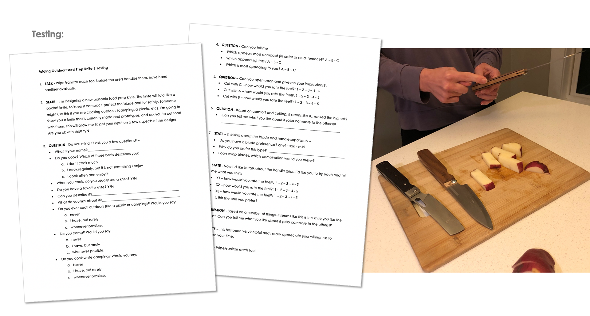 Interview script and testing.