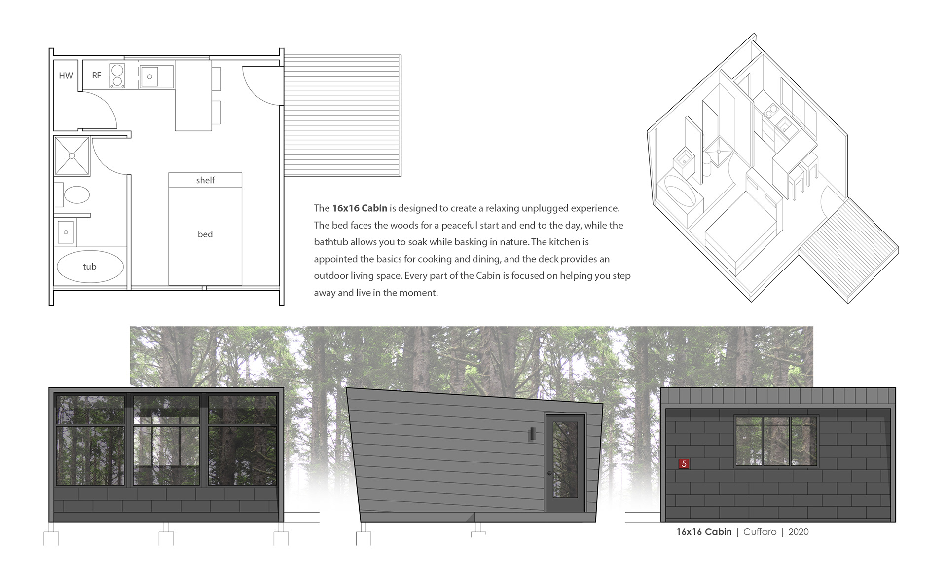 Rendering and floorplan of final design.