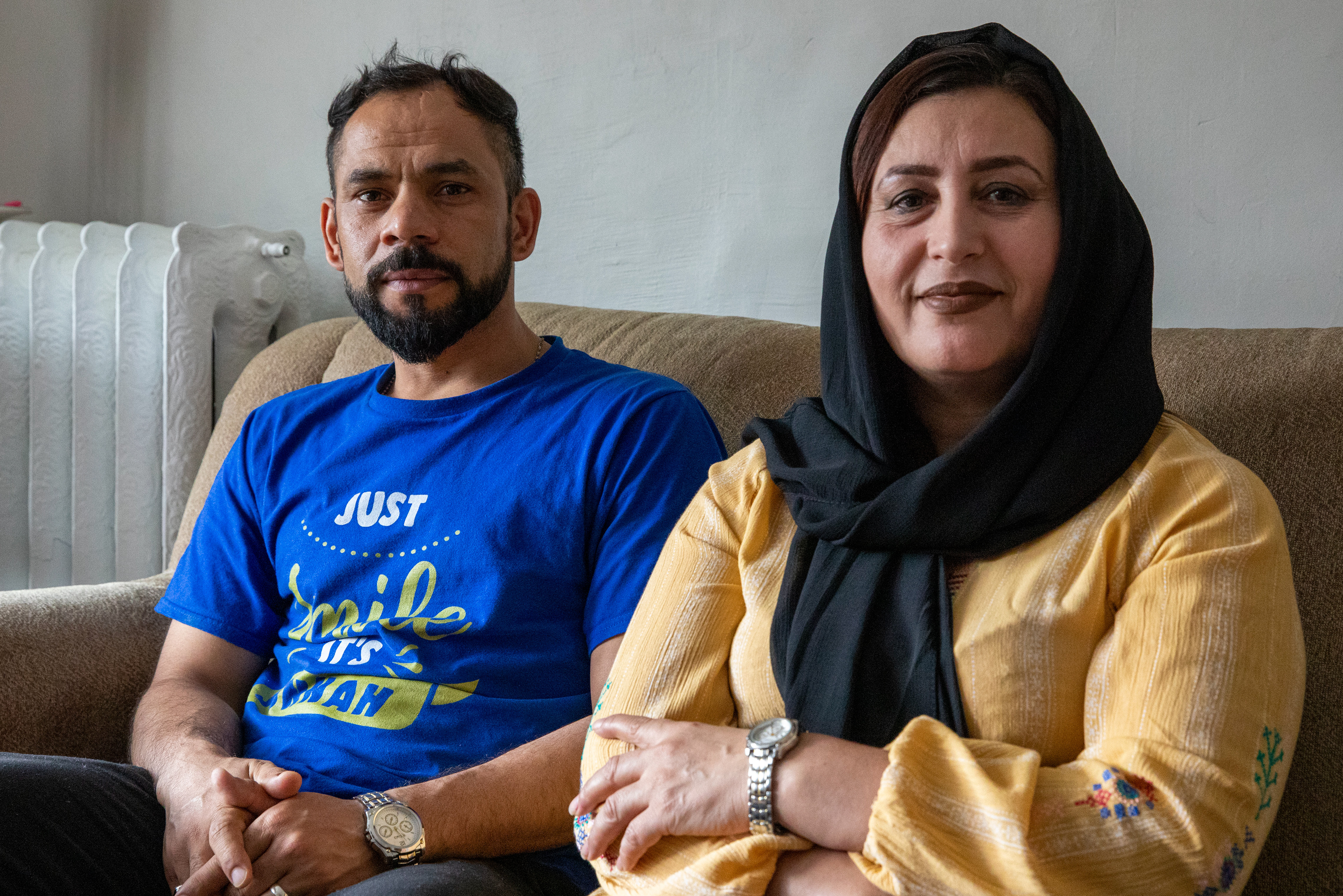 Mohammed Madade, left, and his wife Rona Madade are seen Thursday, May 16, 2024, at their home in Allentown. The couple are Afghan refugees who’ve recently moved to the Lehigh Valley.