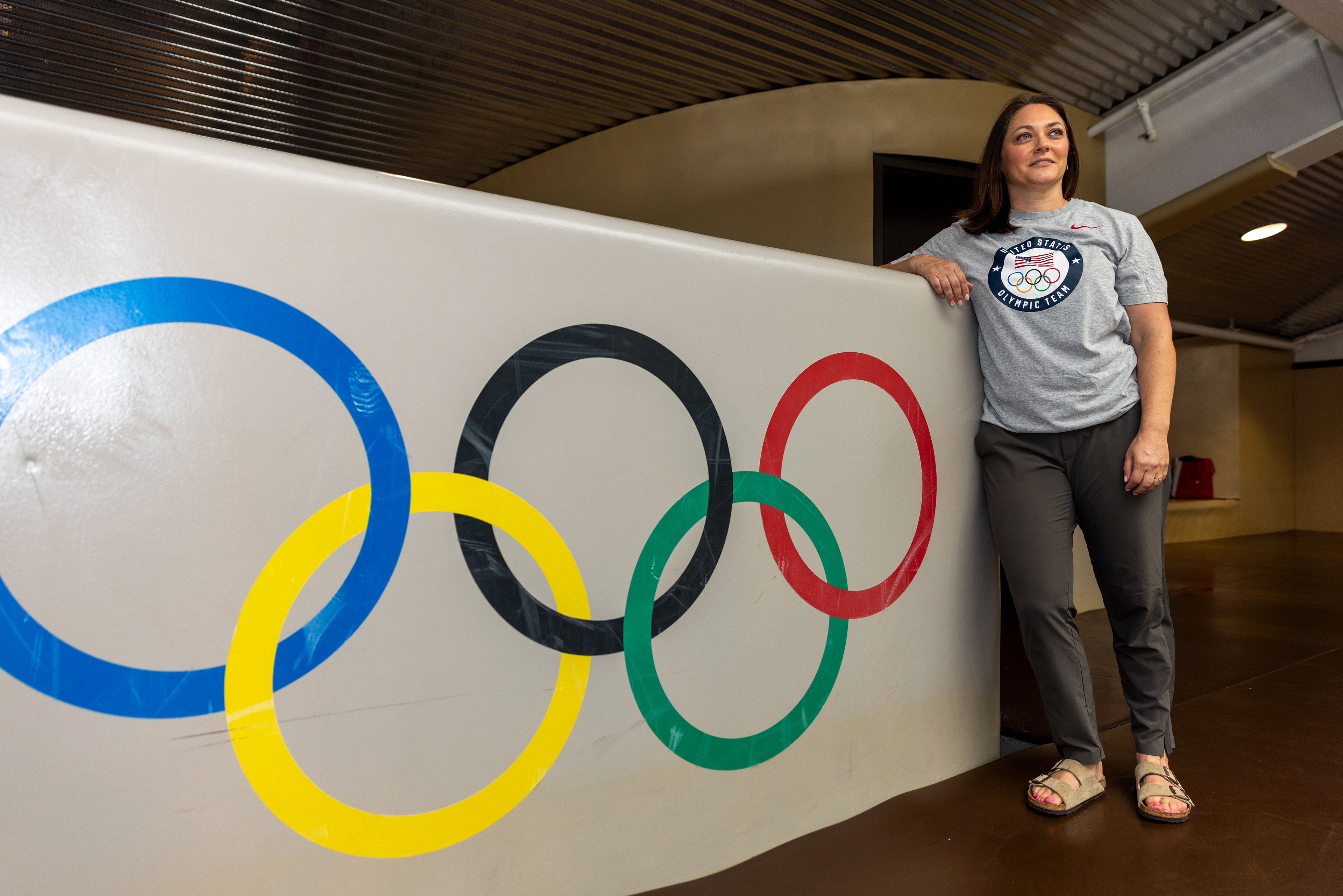 Shelby Hoppis of Bethlehem, the athletic trainer for the U.S. women's freestyle wrestling team at the 2024 Olympics in Paris, stands Thursday, July 18, 2024, in the Caruso Complex at Lehigh University in Bethlehem.