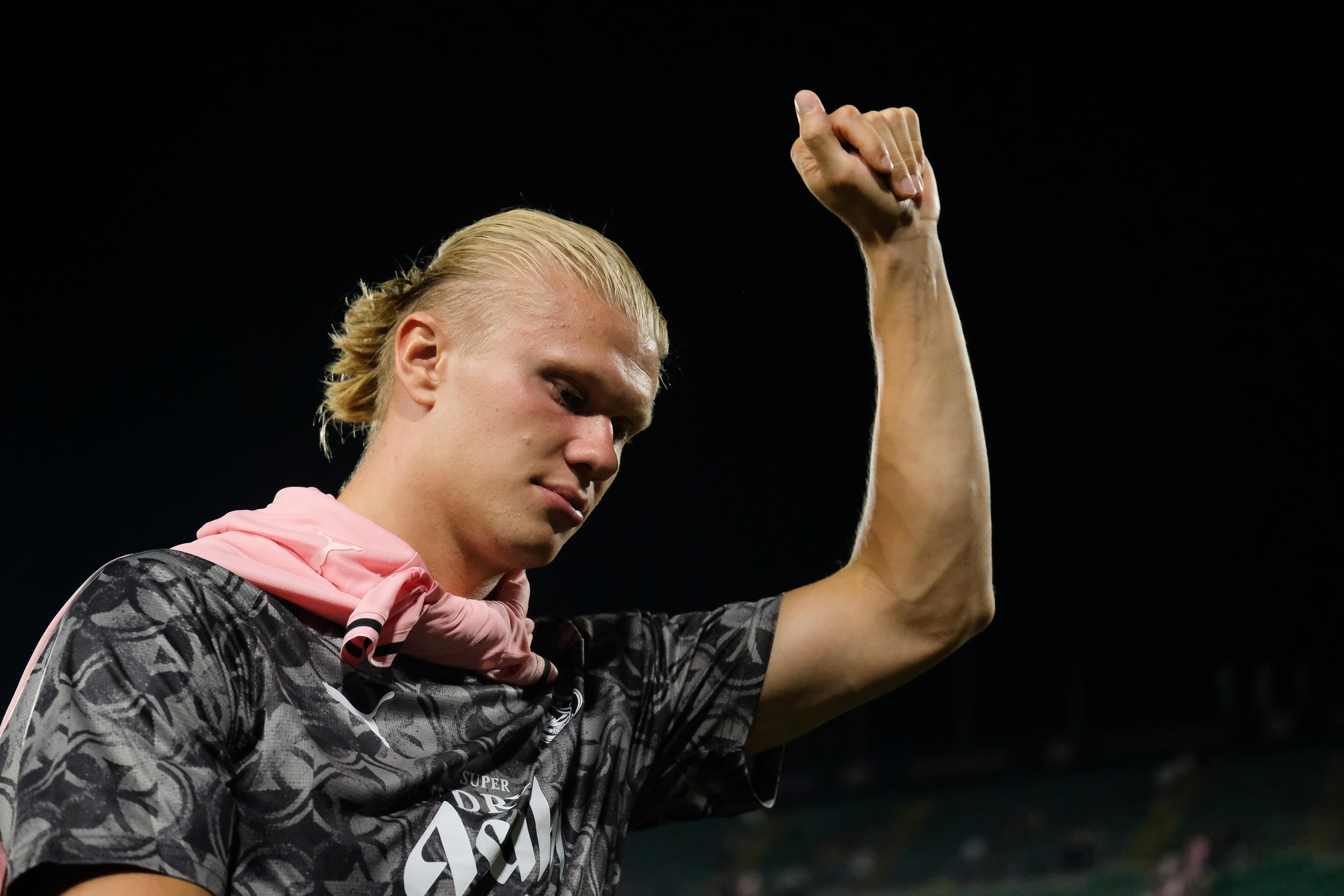 PALERMO FC v MANCHESTER CITY - Anglo Palermitan Trophy // PALERMO, ITALY - AUGUST 09: Erling Haaland of Manchester City after the friendly match between Palermo FC and Manchester City at Stadio Comunale Renzo Barbera on august 09, 2025 in Palermo, Italy. (Photo by Federico Serra)