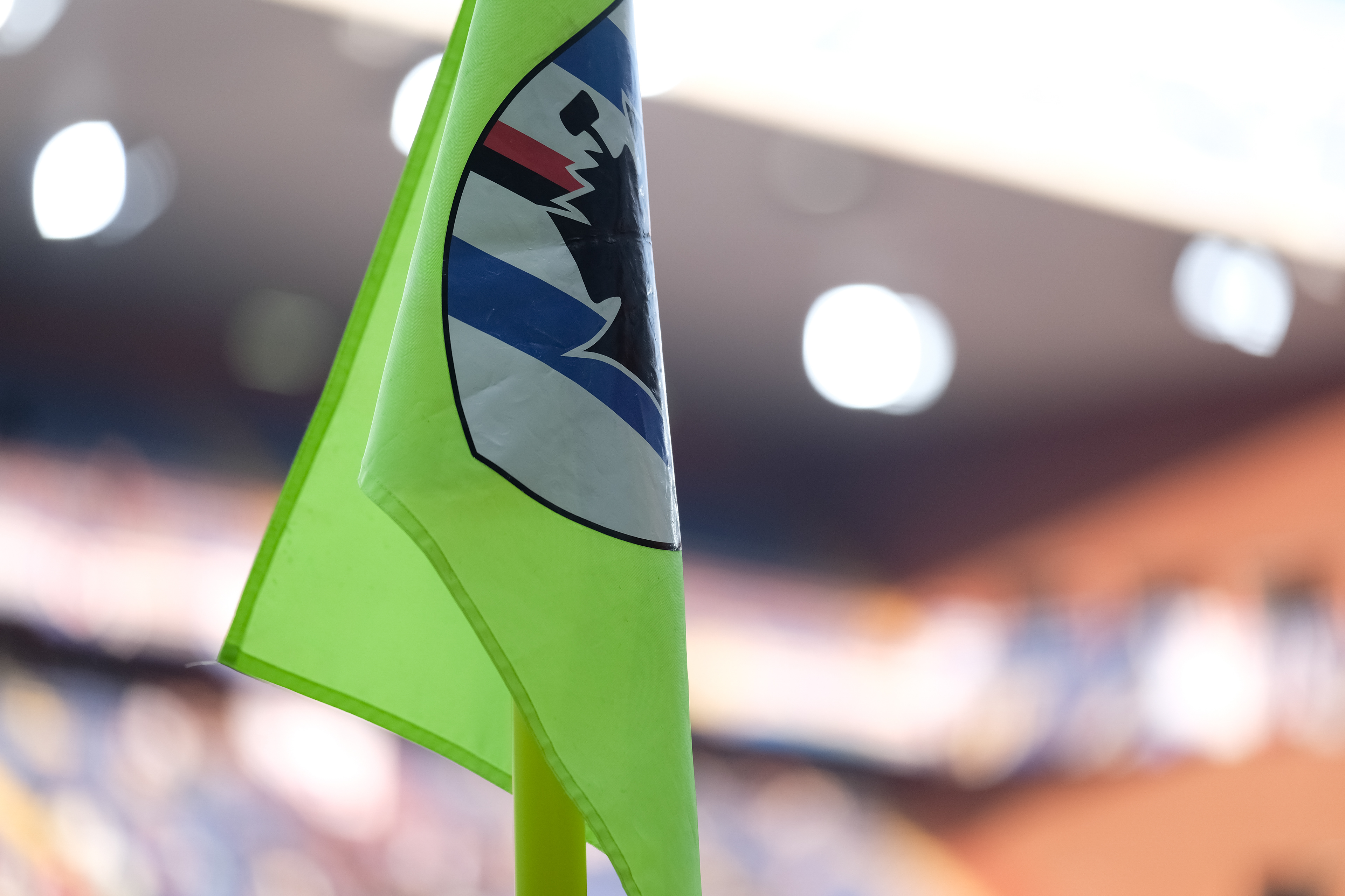 SAMPDORIA v PALERMO - Serie B // GENOVA, ITALY - MARCH 08: UC Sampdoria's corner flag before the Serie B match between UC Sampdoria and Palermo FC at Stadio Luigi Ferraris on March 08, 2025 in Genova, Italy. (Photo by Federico Serra)
