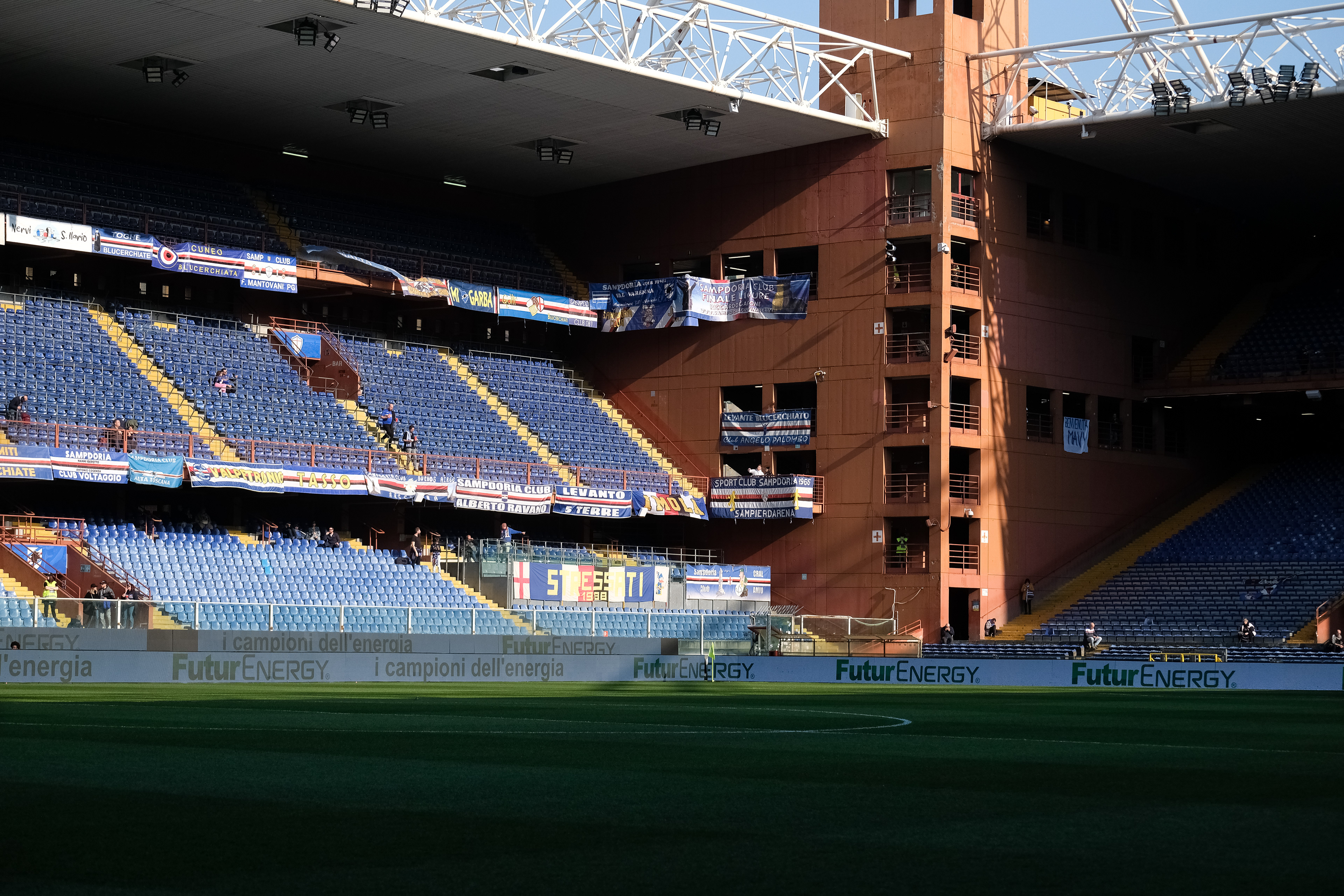 SAMPDORIA v PALERMO - Serie B // GENOVA, ITALY - MARCH 08: Overview of the Luigi Ferraris stadium (Sud Stand) before the Serie B match between UC Sampdoria and Palermo FC at Stadio Luigi Ferraris on March 08, 2025 in Genoa, Italy. (Photo by Federico Serra)