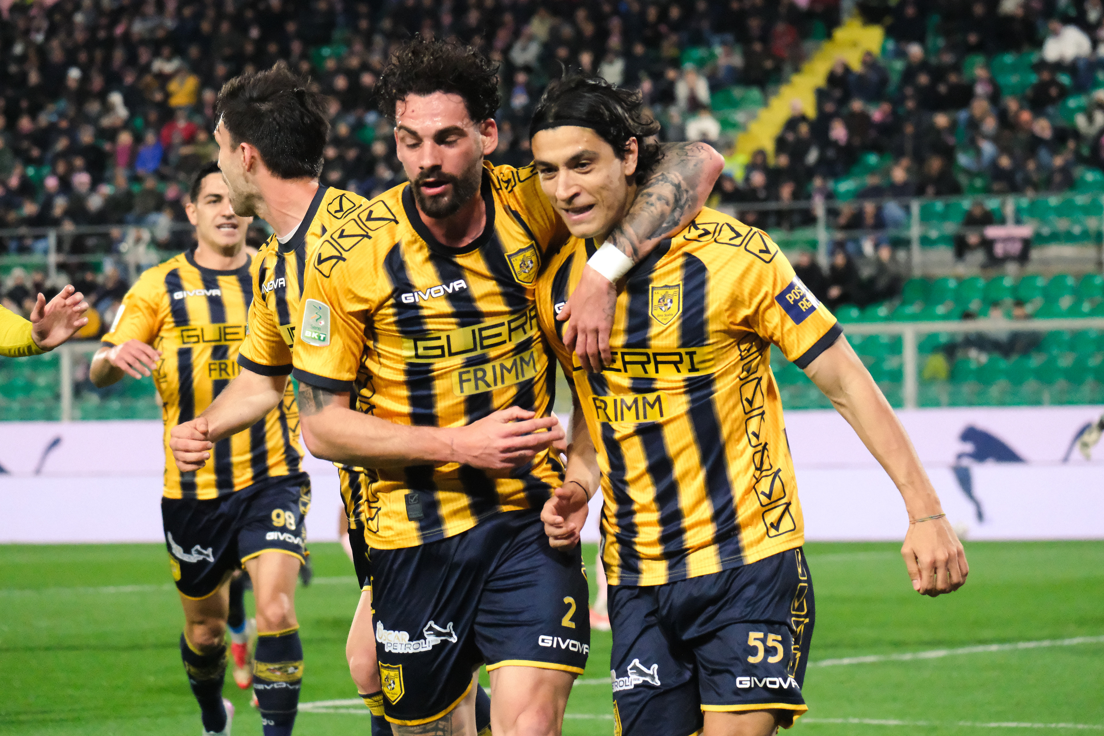 Palermo, Italy, 17 March 2026. Renzo Barbera Stadium, Palermo vs Juve Stabia, match valid for the 2025/2026 Serie B championship. In the photo: Giuseppe Leone (SS Juve Stabia) rejoicing after his goal