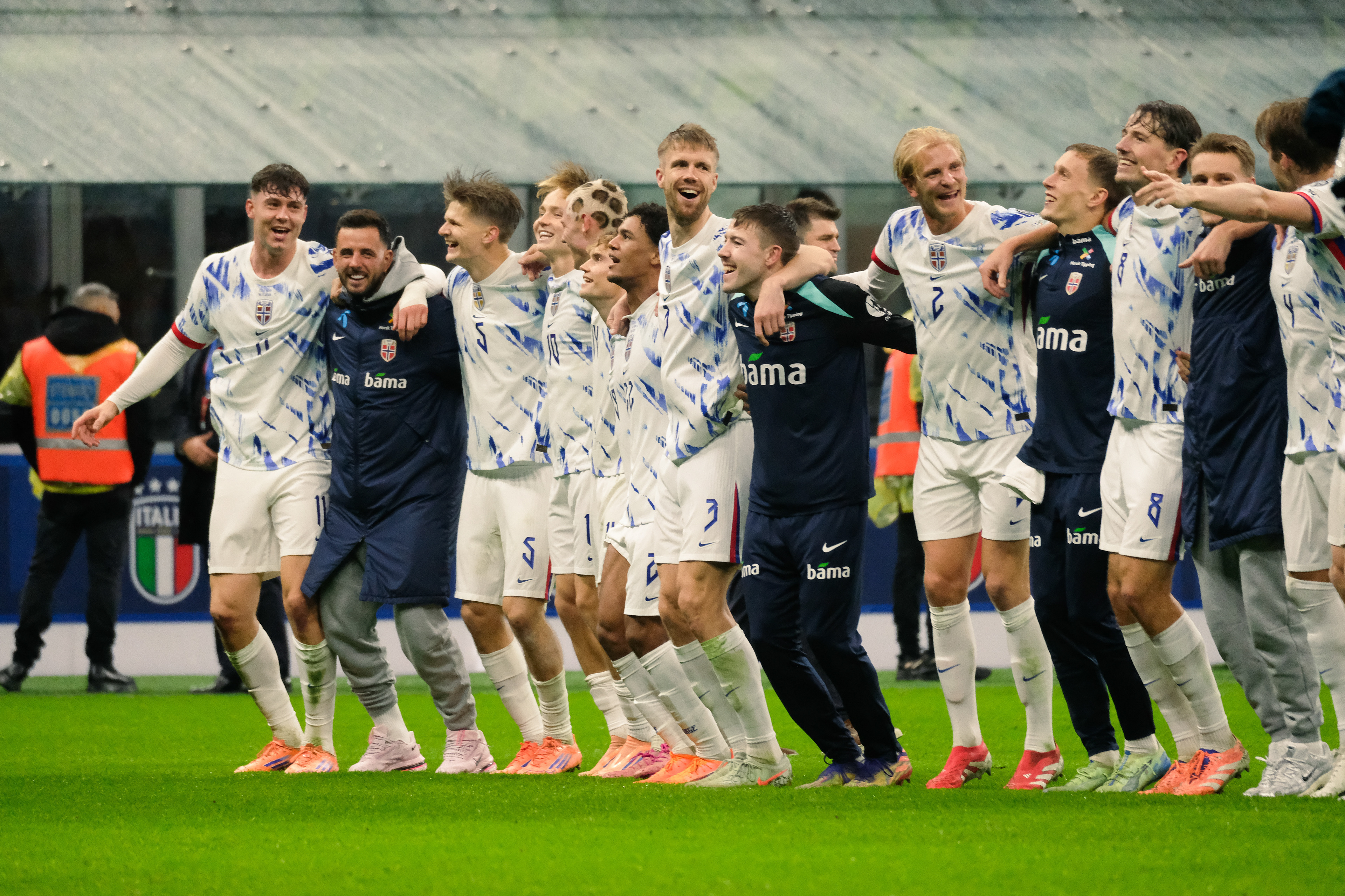 Italy against Norway during the European Qualifiers 2025 match at Giuseppe Meazza Stadium (San Siro) in Milan, Italy, on 16 November 2025/2026; in the photo: Norway celebrating